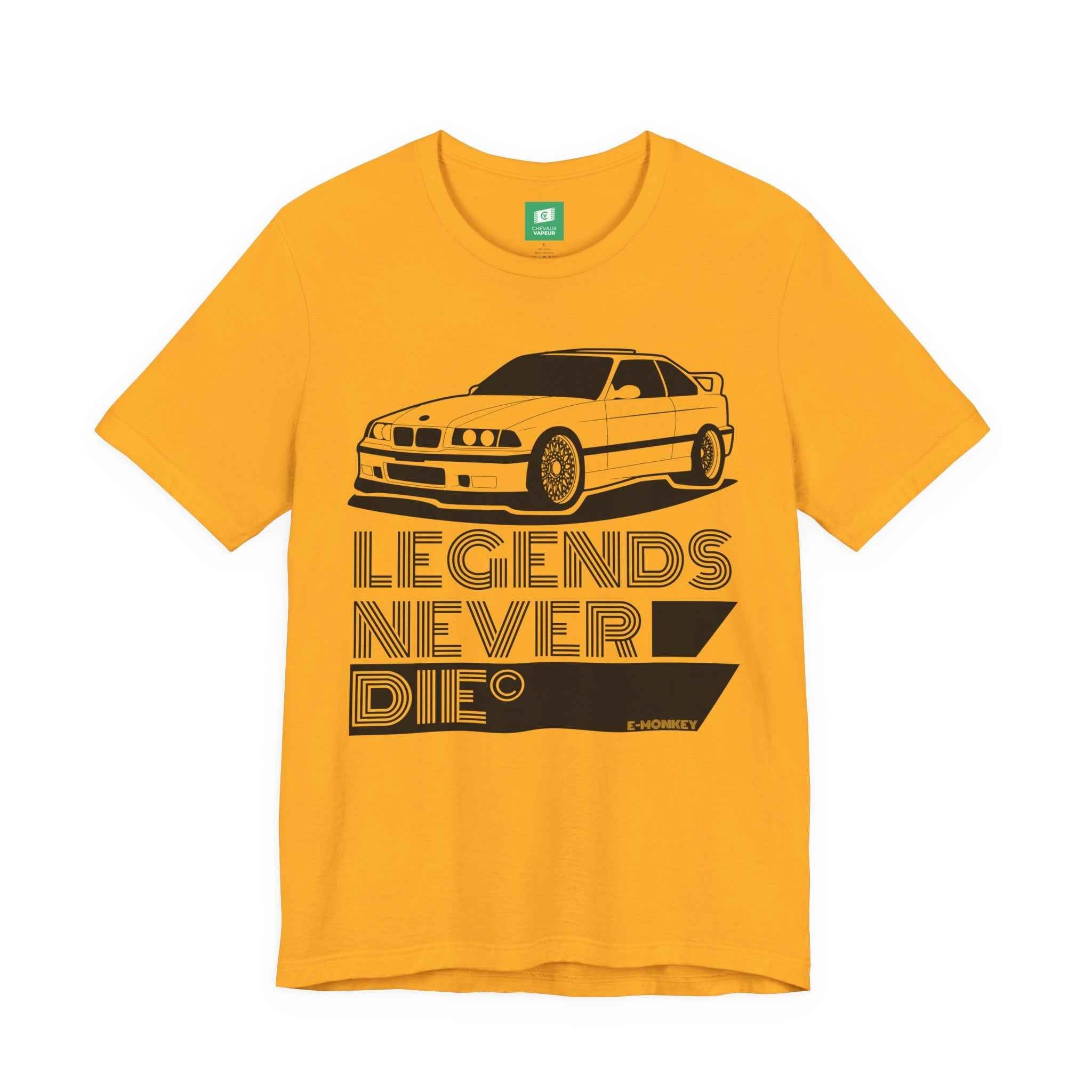 BMW E36 M3 T-Shirt Legends Never Die - Classic Motorsport Retro Tee