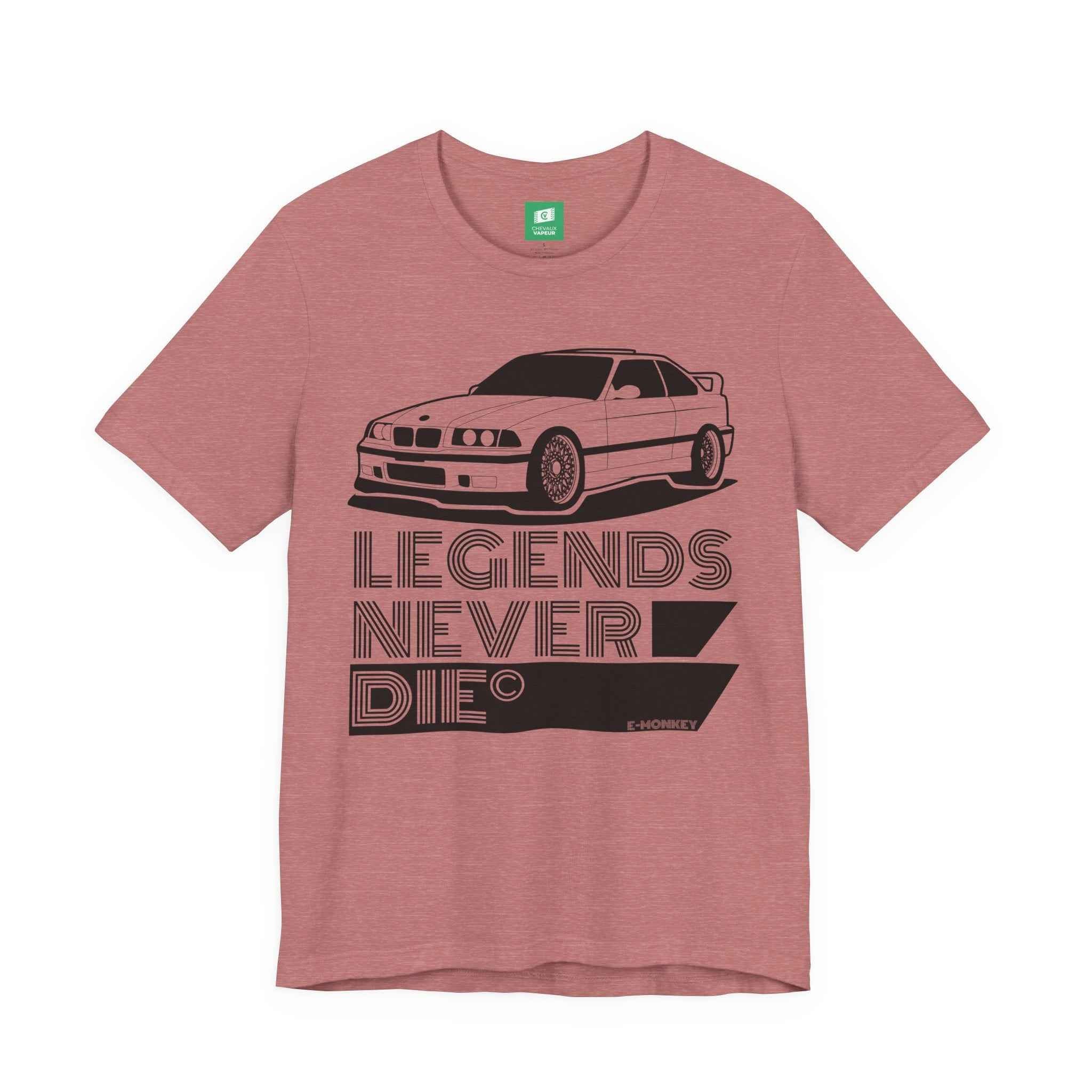 BMW E36 M3 T-Shirt Legends Never Die - Classic Motorsport Retro Tee