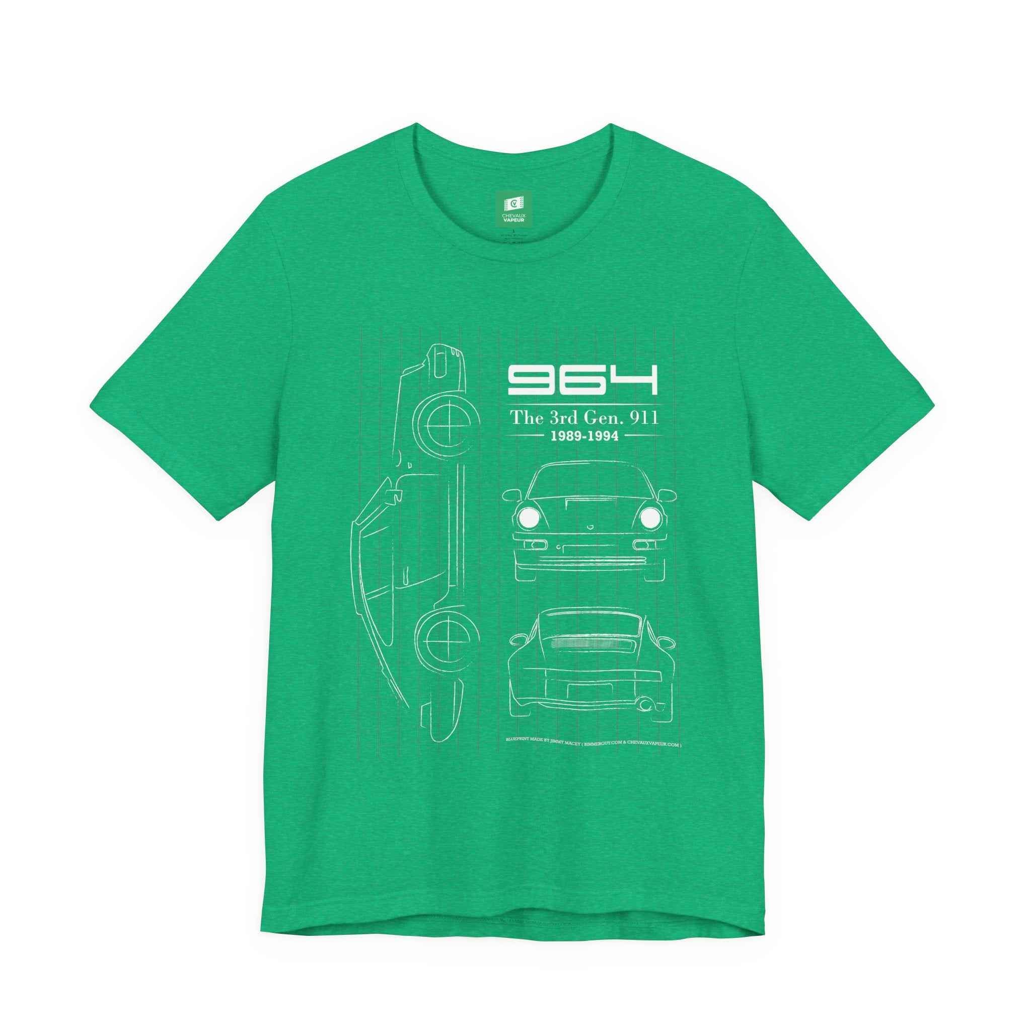 Porsche 964 Blueprint T-Shirt - Vintage Porsche Sports Car Tee