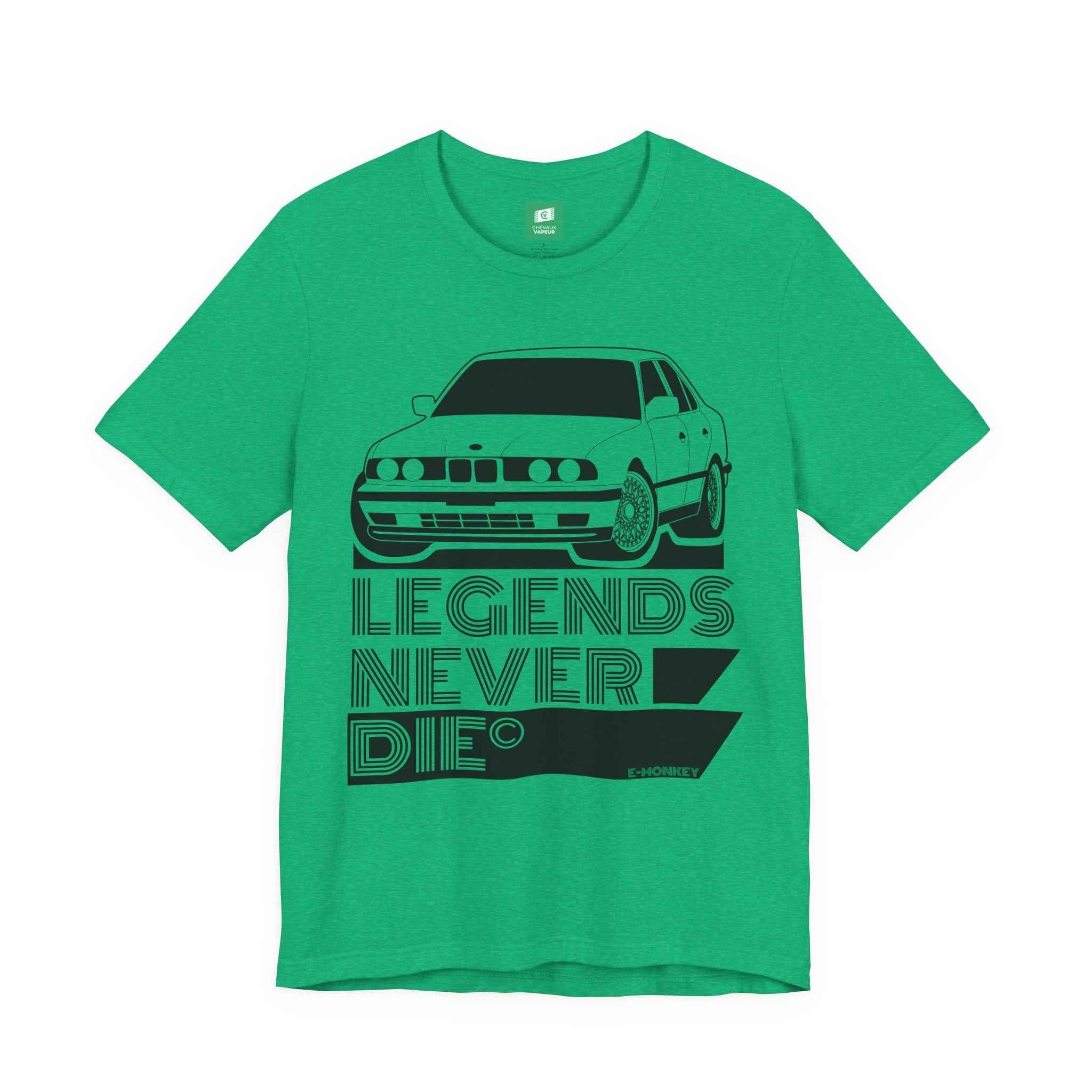 BMW E34 M5 T-Shirt Legends Never Die - Classic M5 Motorsport Retro Tee
