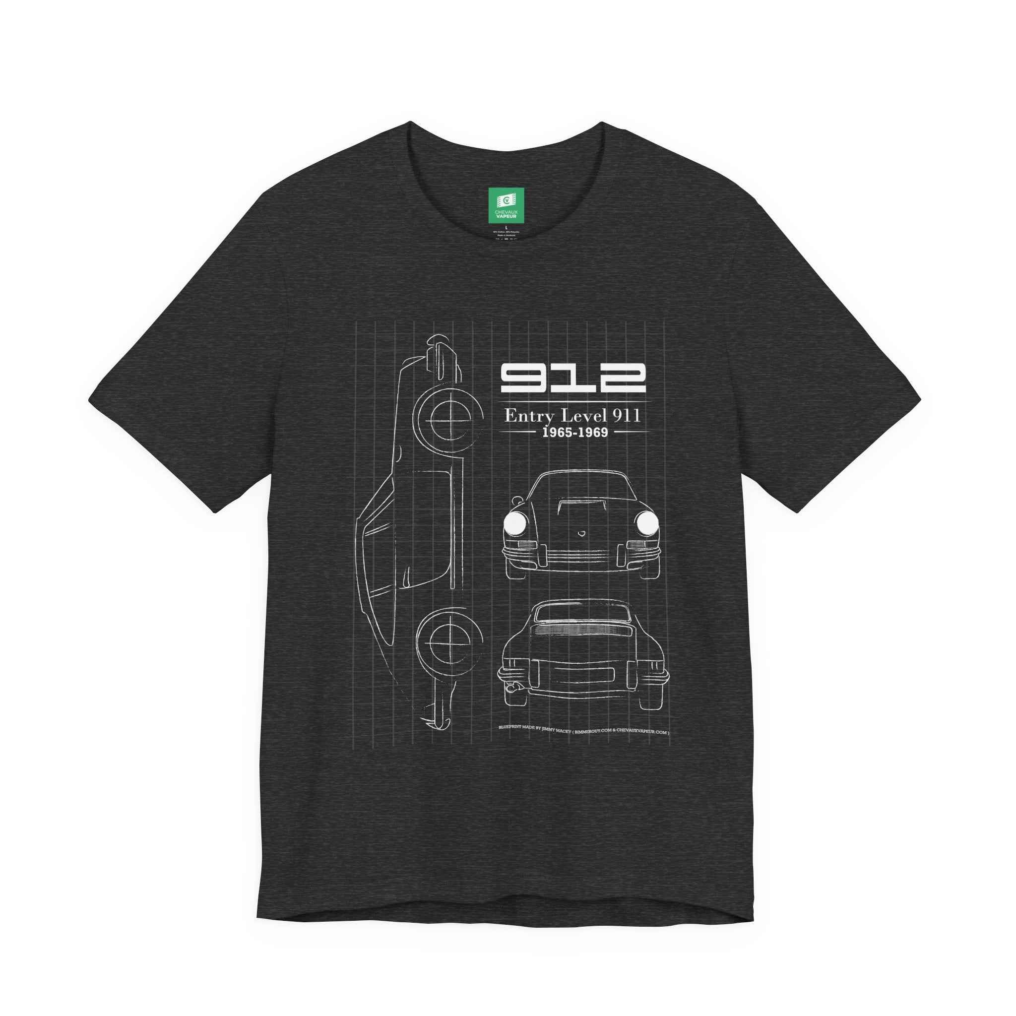 Porsche 912 Blueprint T-Shirt - Vintage Aircooled Porsche Tee
