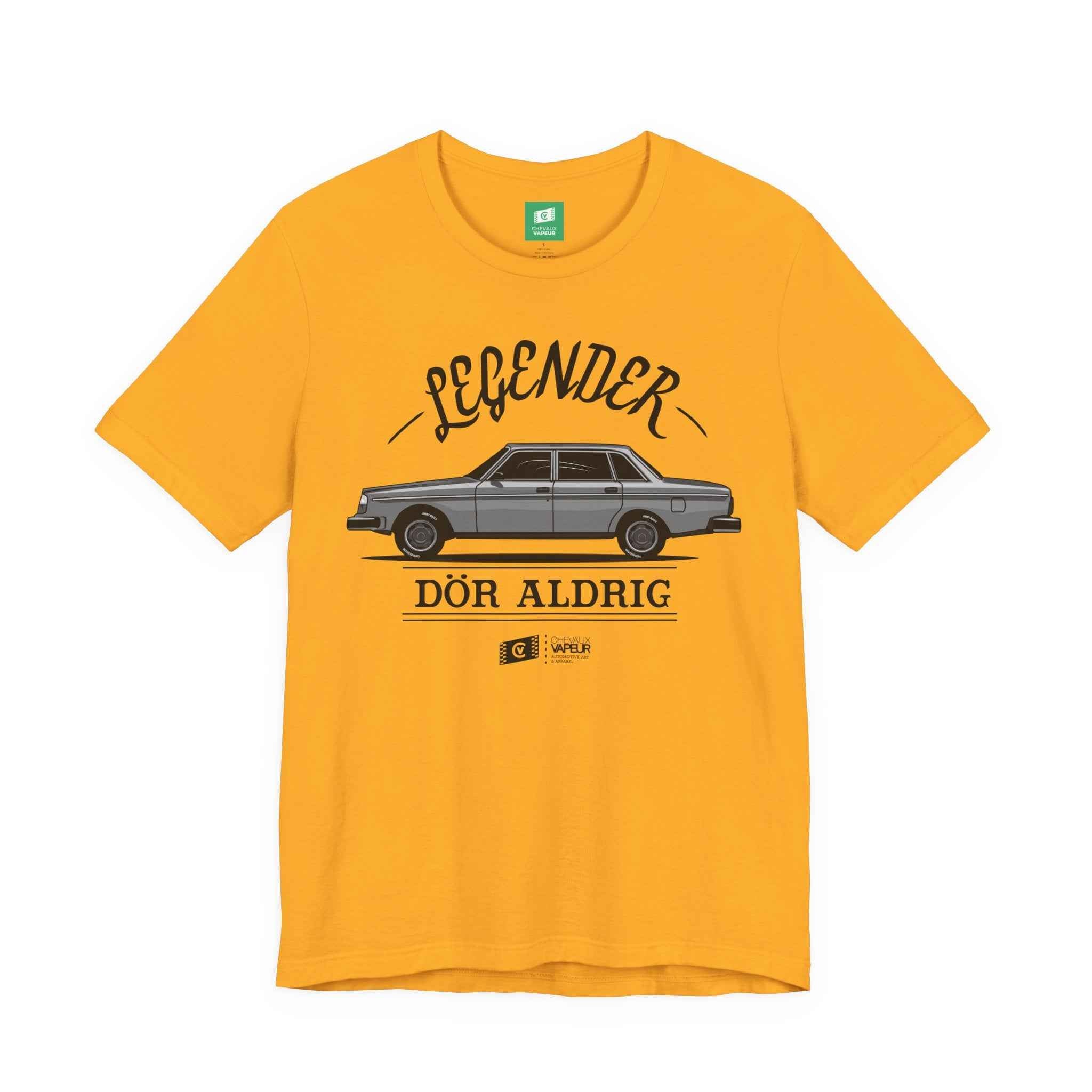 Volvo 240 T-Shirt - Legends Never Die - Retro Classic Car Tee