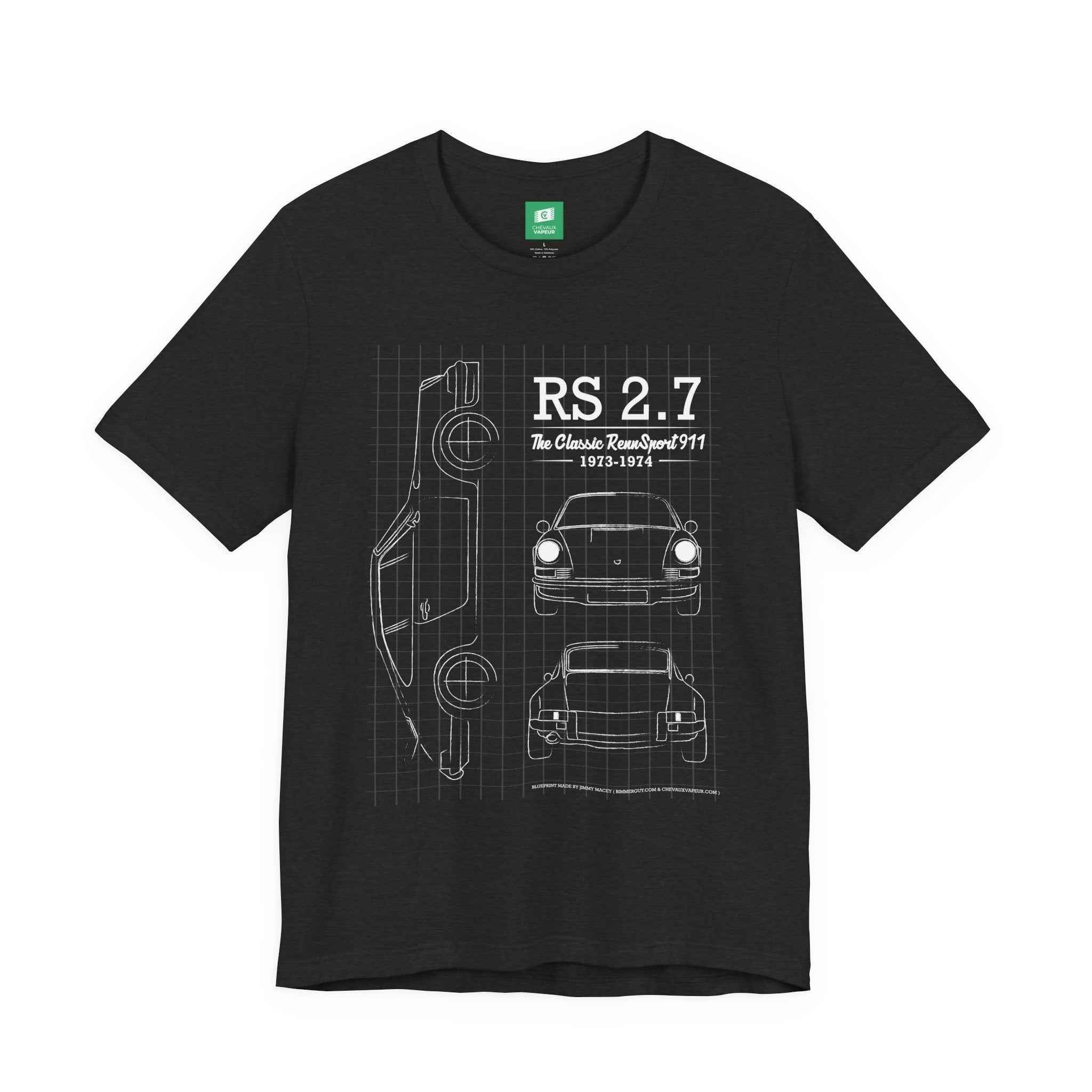 Porsche Carrera RS 2.7 Blueprint T-Shirt - Classic Aircooled Porsche Tee