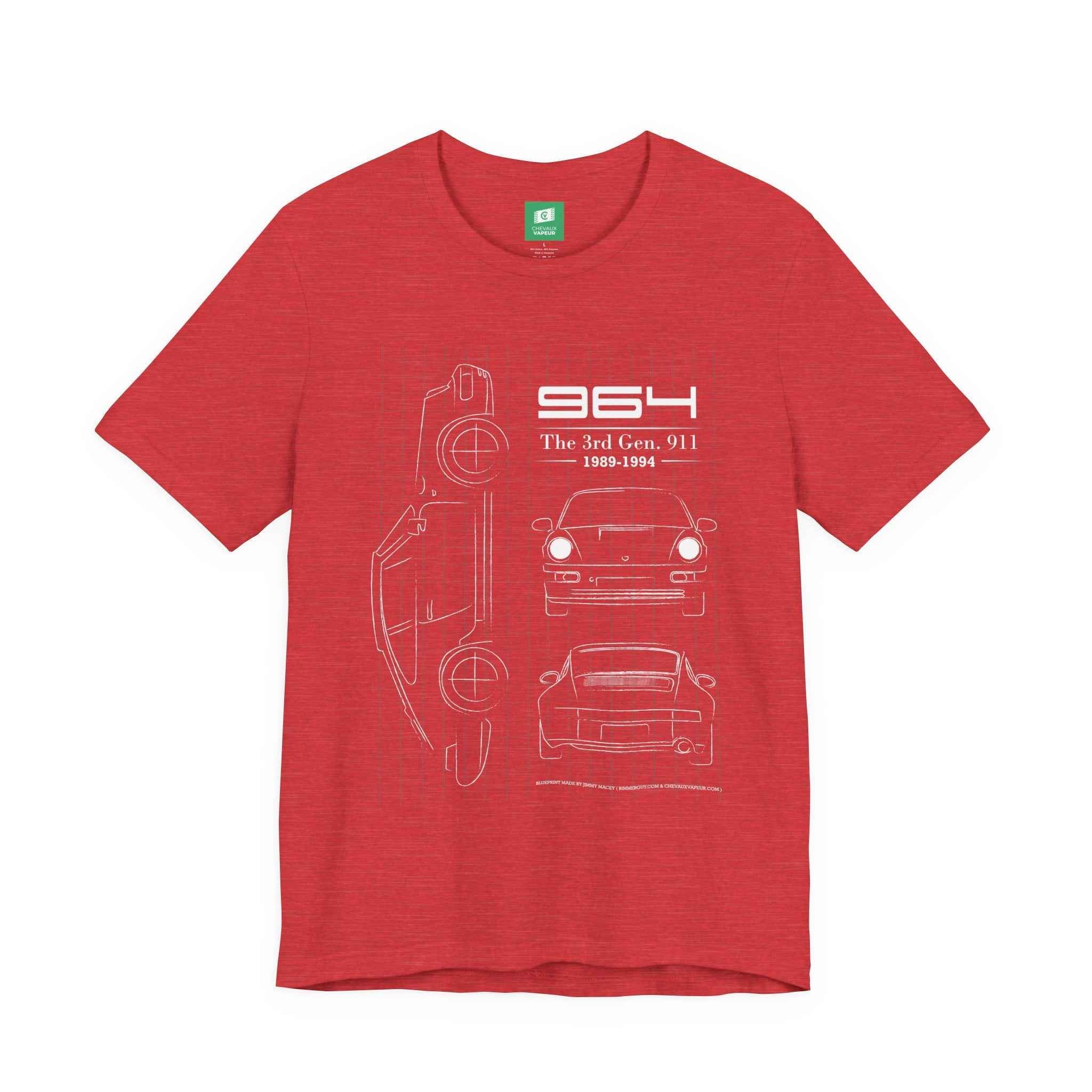 Porsche 964 Blueprint T-Shirt - Vintage Porsche Sports Car Tee