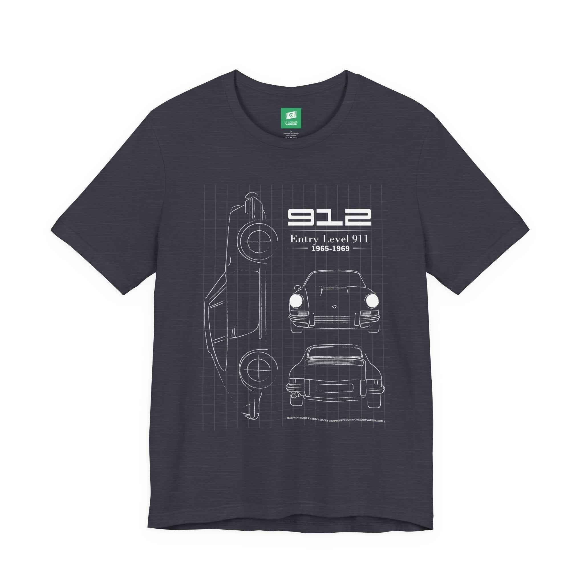 Porsche 912 Blueprint T-Shirt - Vintage Aircooled Porsche Tee