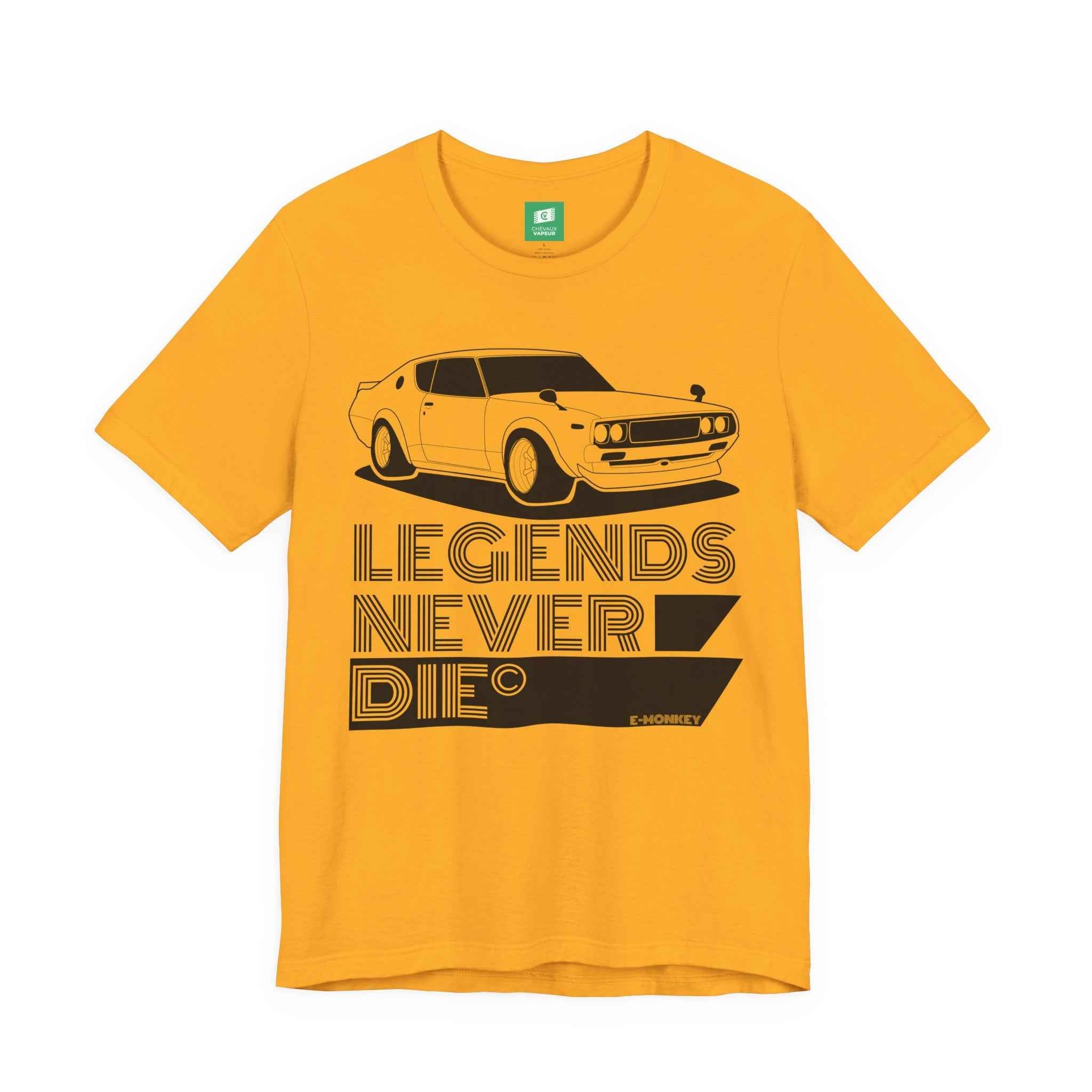 Hakosuka Nissan GT-R T-Shirt 'Legends Never Die' - Classic Skyline JDM Car Tee