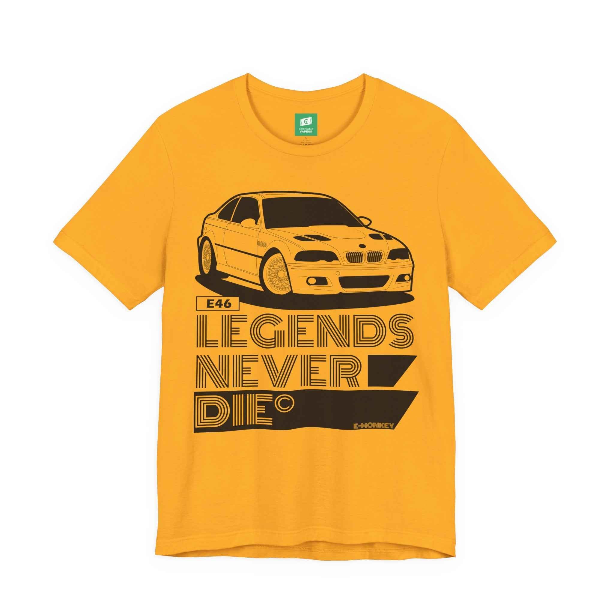 BMW E46 M3 T-Shirt - Legends Never Die - Classic Motorsport Retro Tee