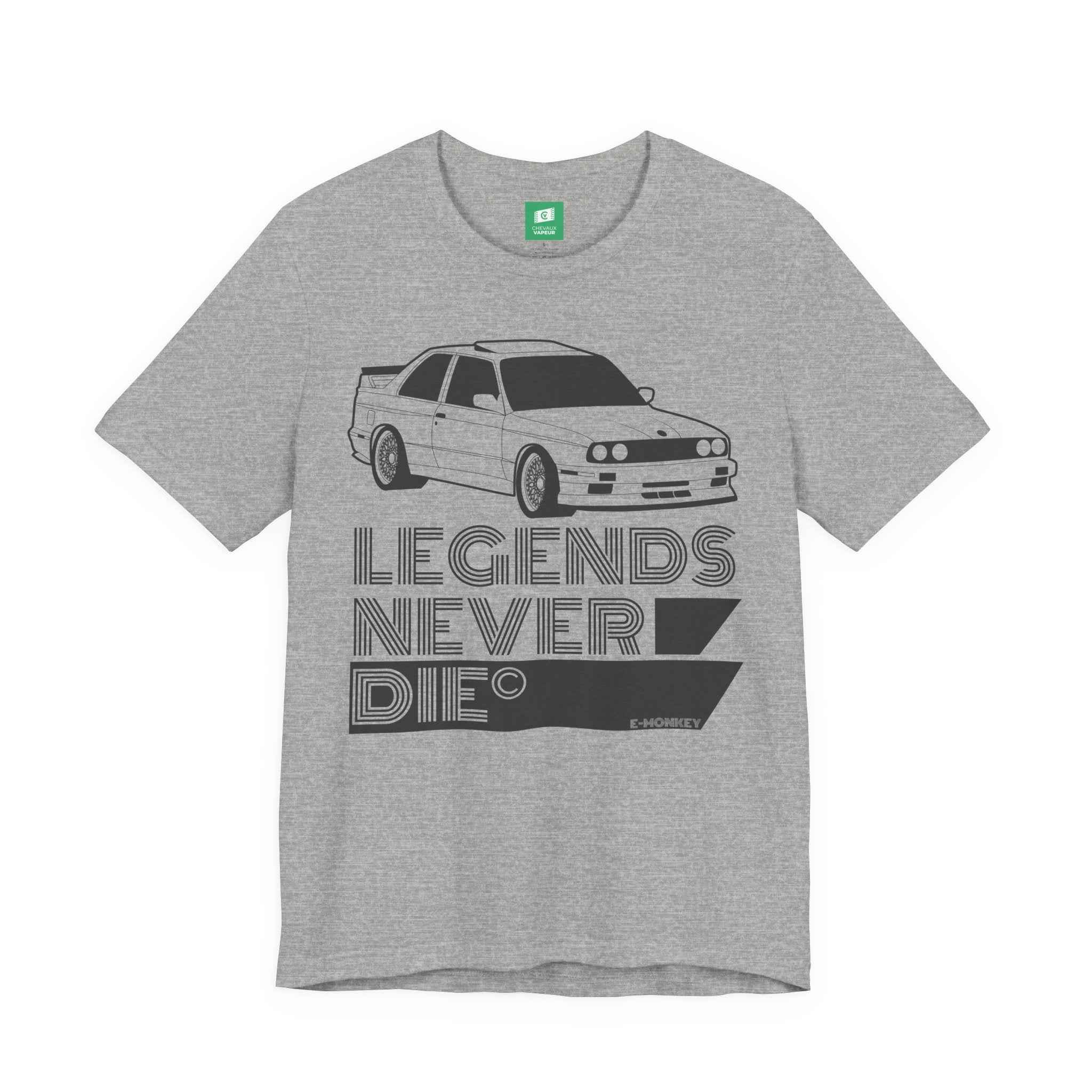 BMW E30 M3 T-Shirt 'Legends Never Die' T-Shirt - Classic DTM Motorsport Tee