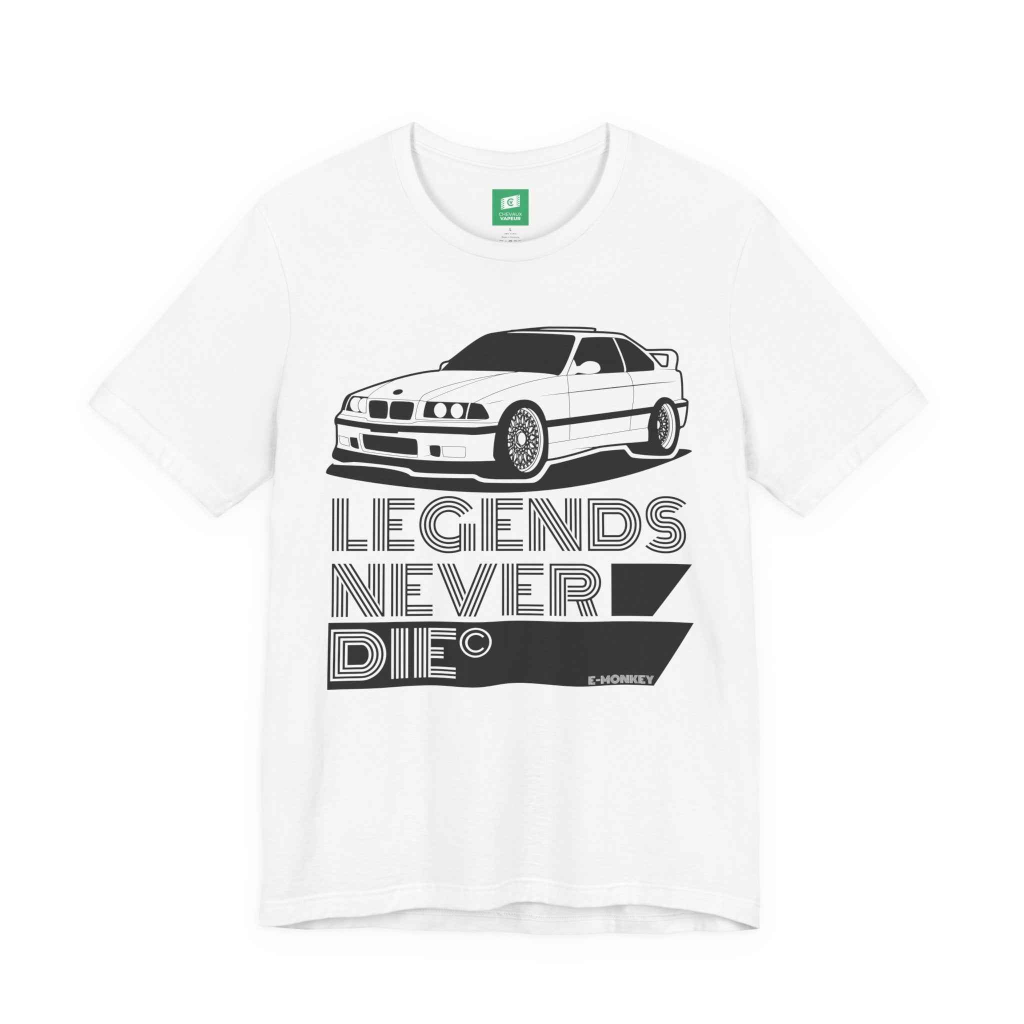 BMW E36 M3 T-Shirt Legends Never Die - Classic Motorsport Retro Tee