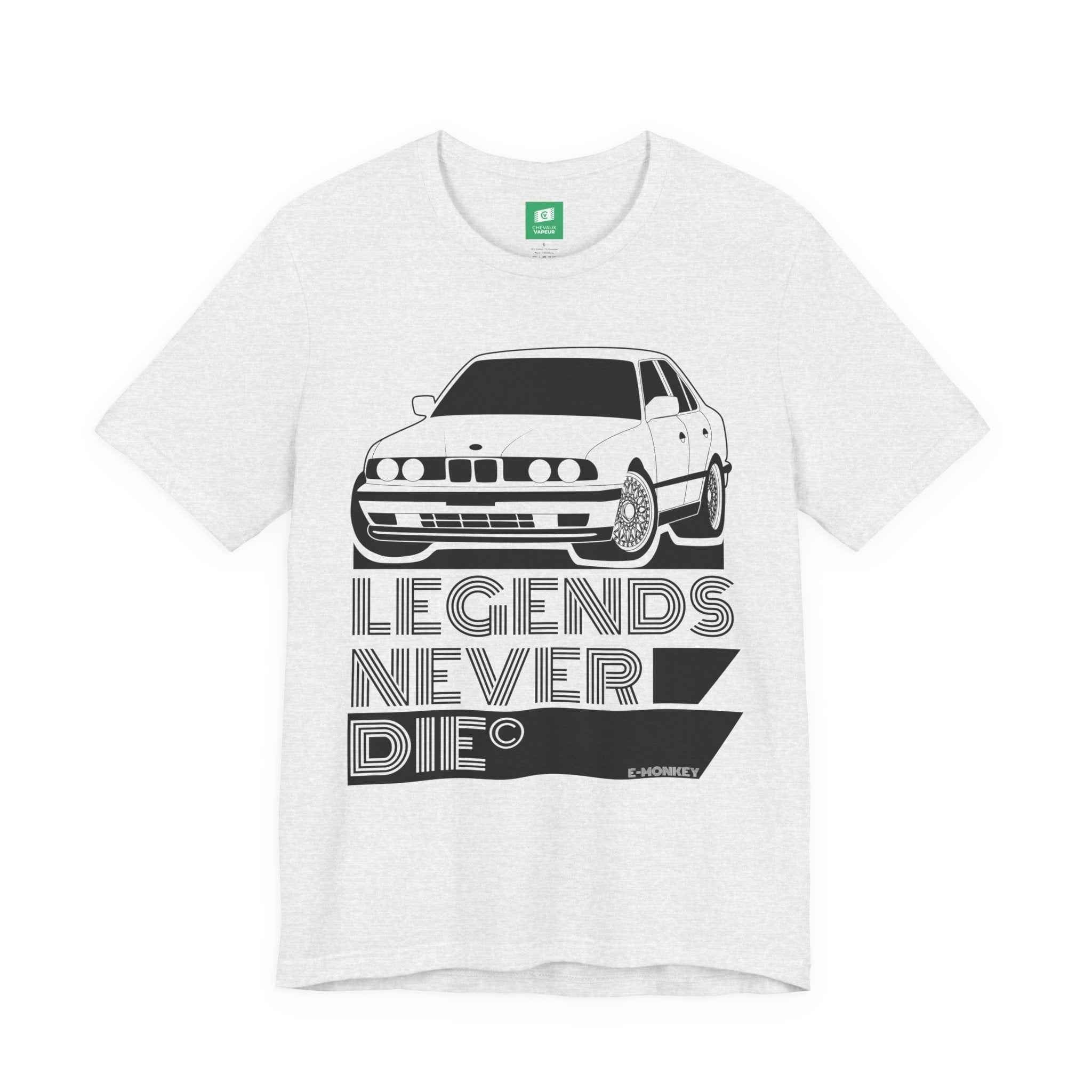 BMW E34 M5 T-Shirt Legends Never Die - Classic M5 Motorsport Retro Tee