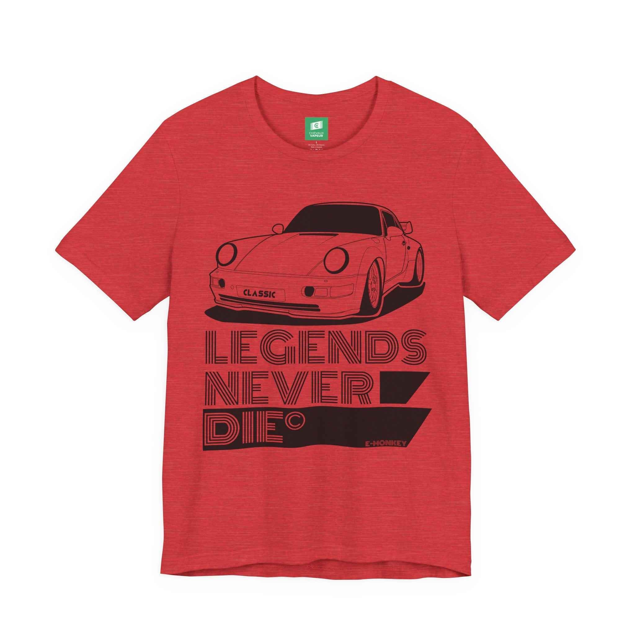Porsche 911 T-Shirt Legends Never Die - Classic Aircooled Car Tee