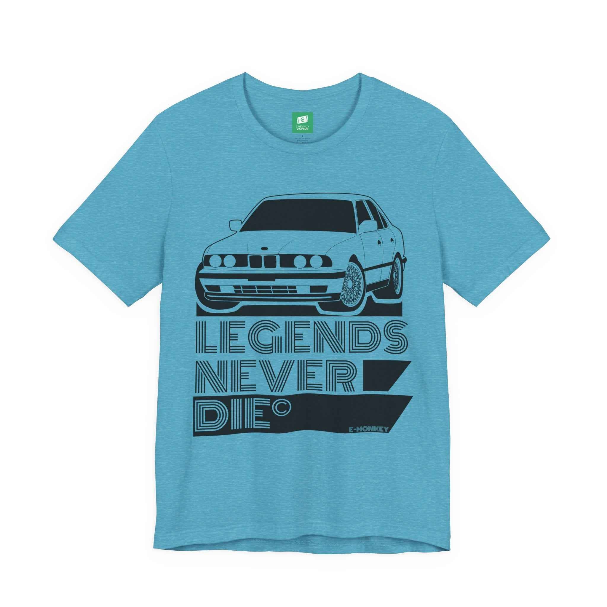 BMW E34 M5 T-Shirt Legends Never Die - Classic M5 Motorsport Retro Tee