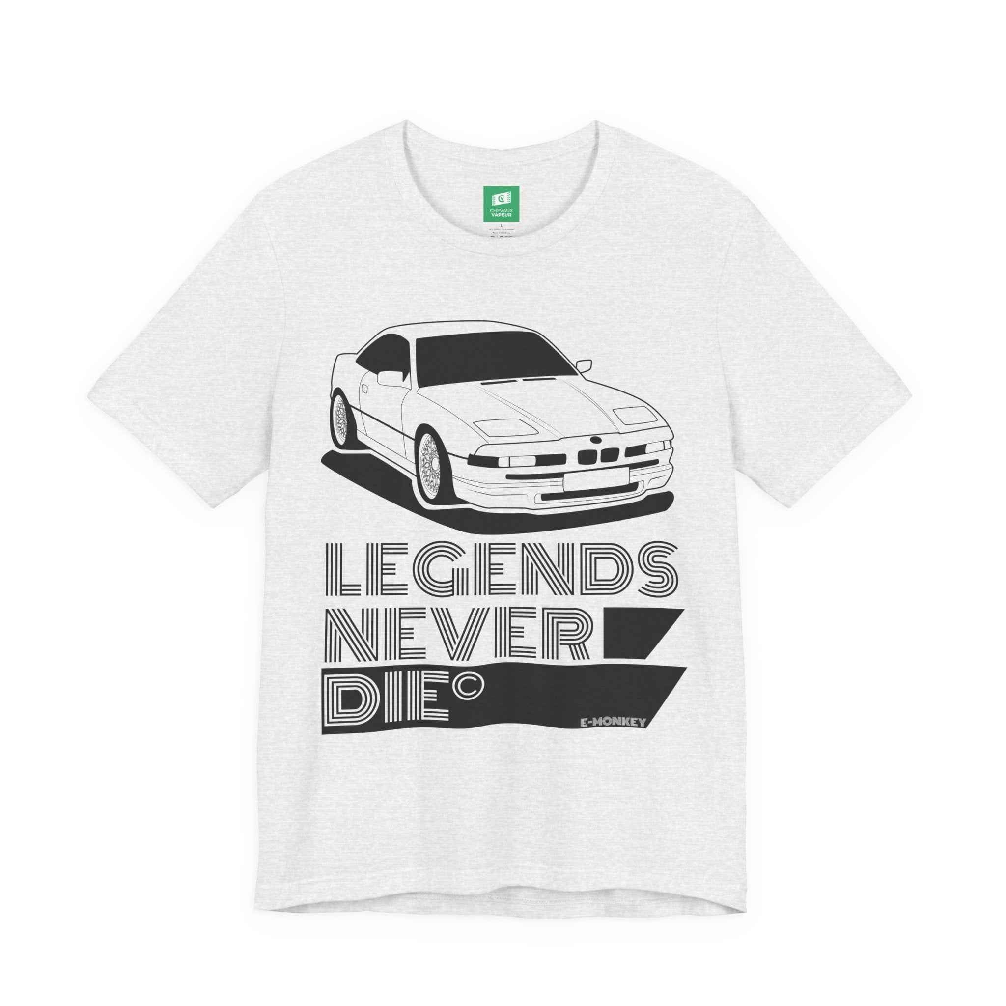 BMW E31 T-Shirt Legends Never Die - Classic 8 Series Retro Motorsport Tee