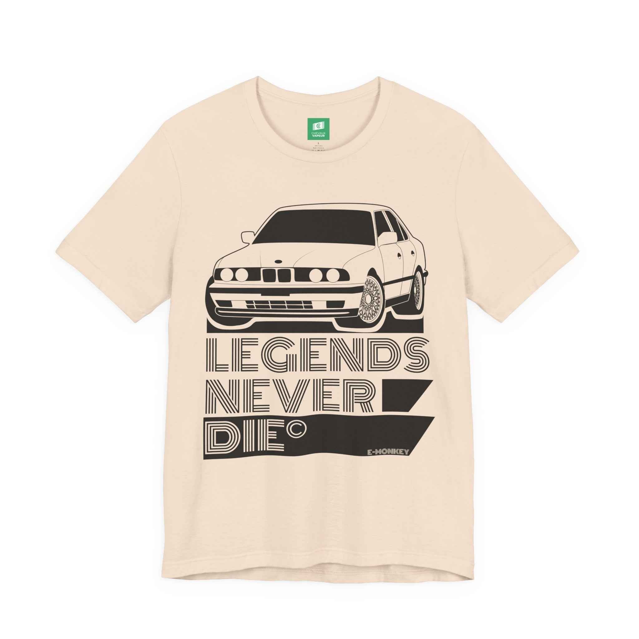 BMW E34 M5 T-Shirt Legends Never Die - Classic M5 Motorsport Retro Tee