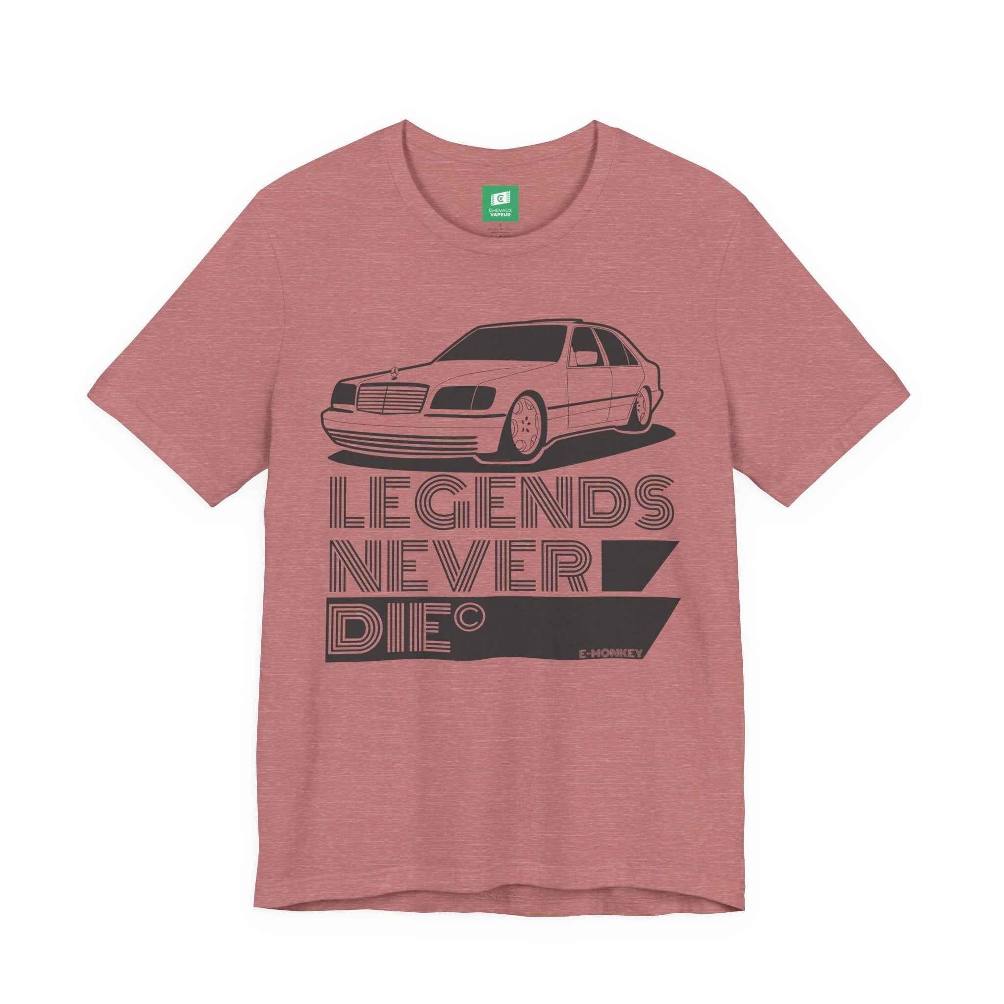 Mercedes W140 T-Shirt - Legends Never Die - Retro S-Class Benz Tee