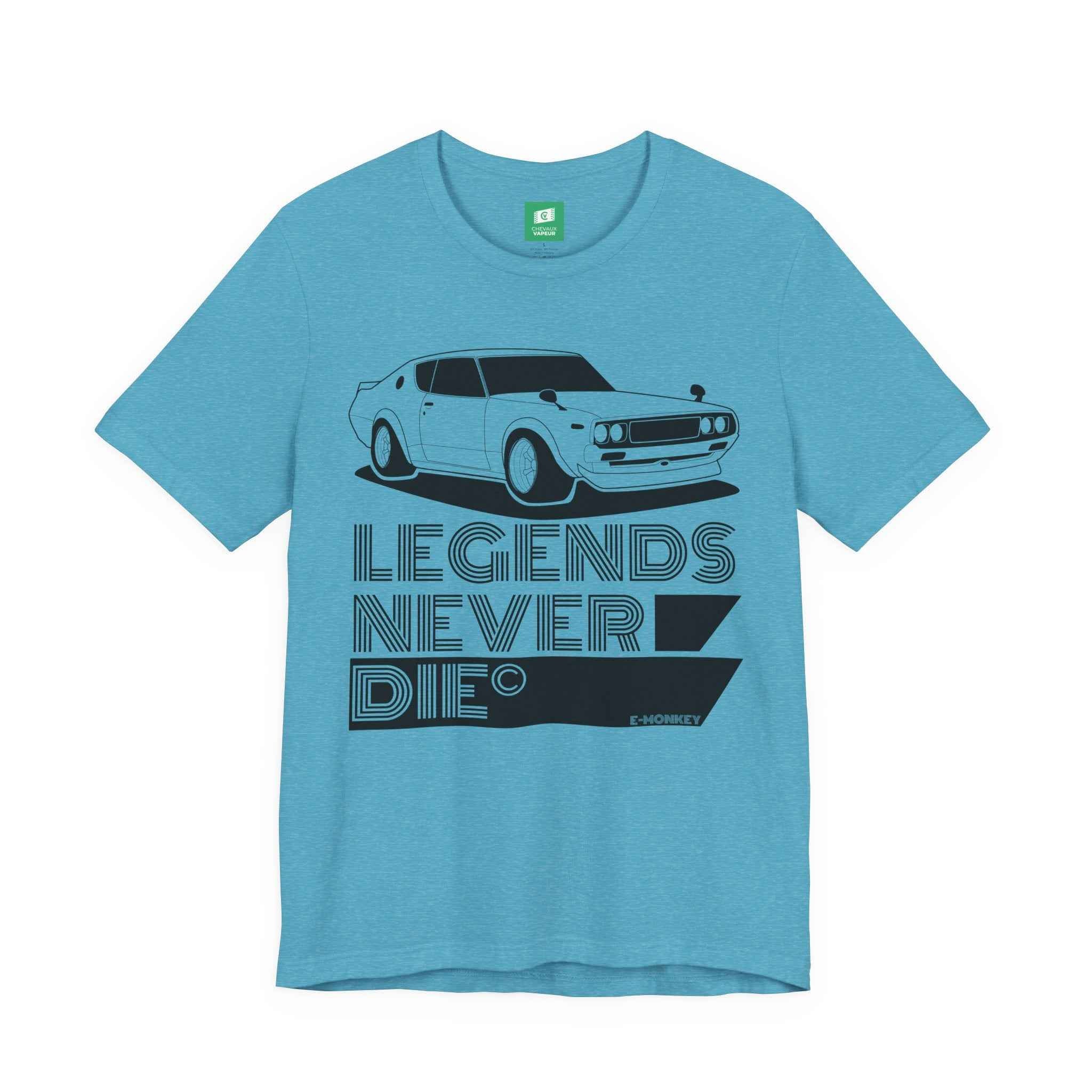 Hakosuka Nissan GT-R T-Shirt 'Legends Never Die' - Classic Skyline JDM Car Tee