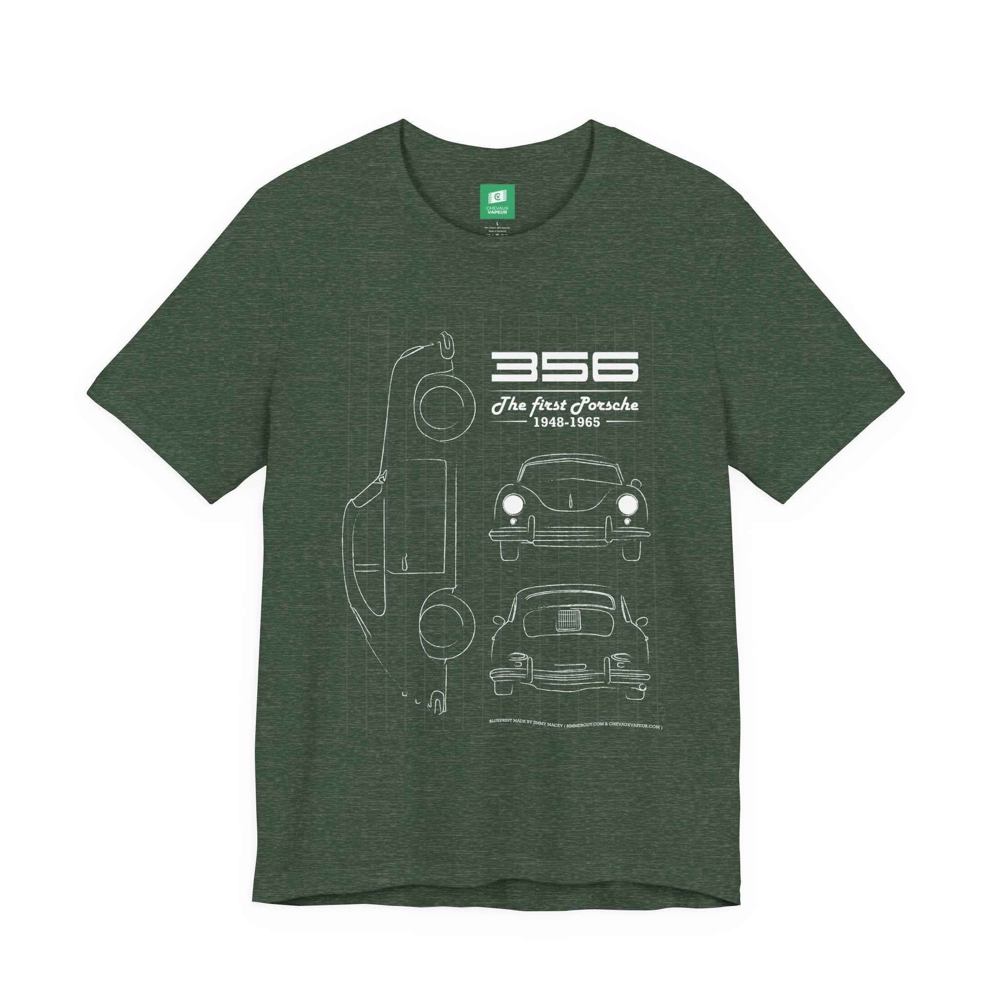 Porsche 356 Blueprint T-Shirt - Vintage Aircooled Car Tee