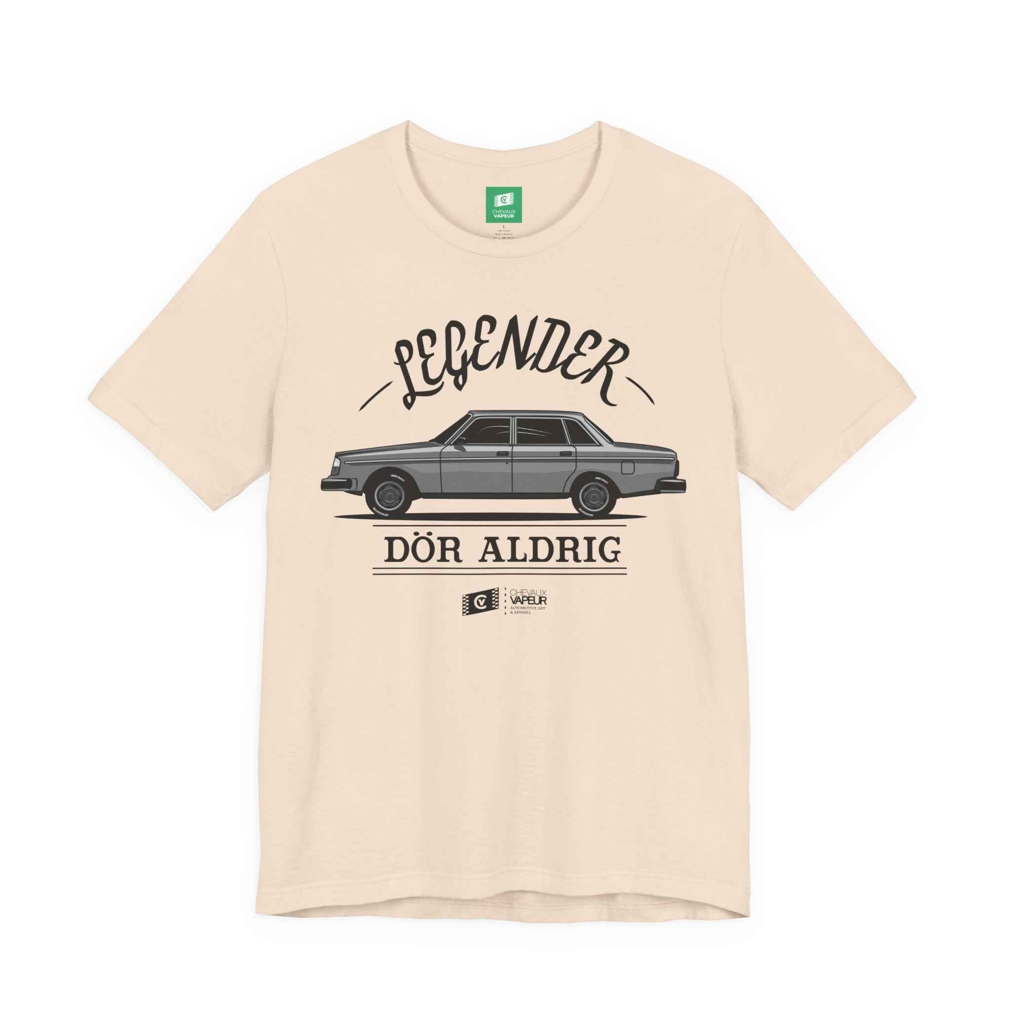 Volvo 240 T-Shirt - Legends Never Die - Retro Classic Car Tee