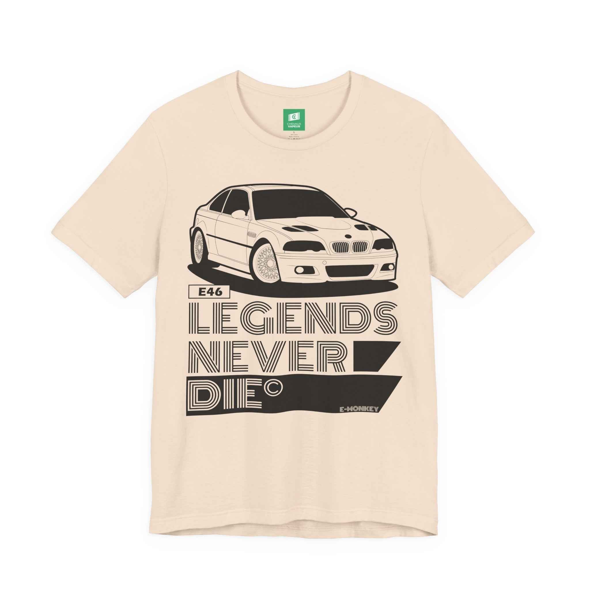 BMW E46 M3 T-Shirt - Legends Never Die - Classic Motorsport Retro Tee