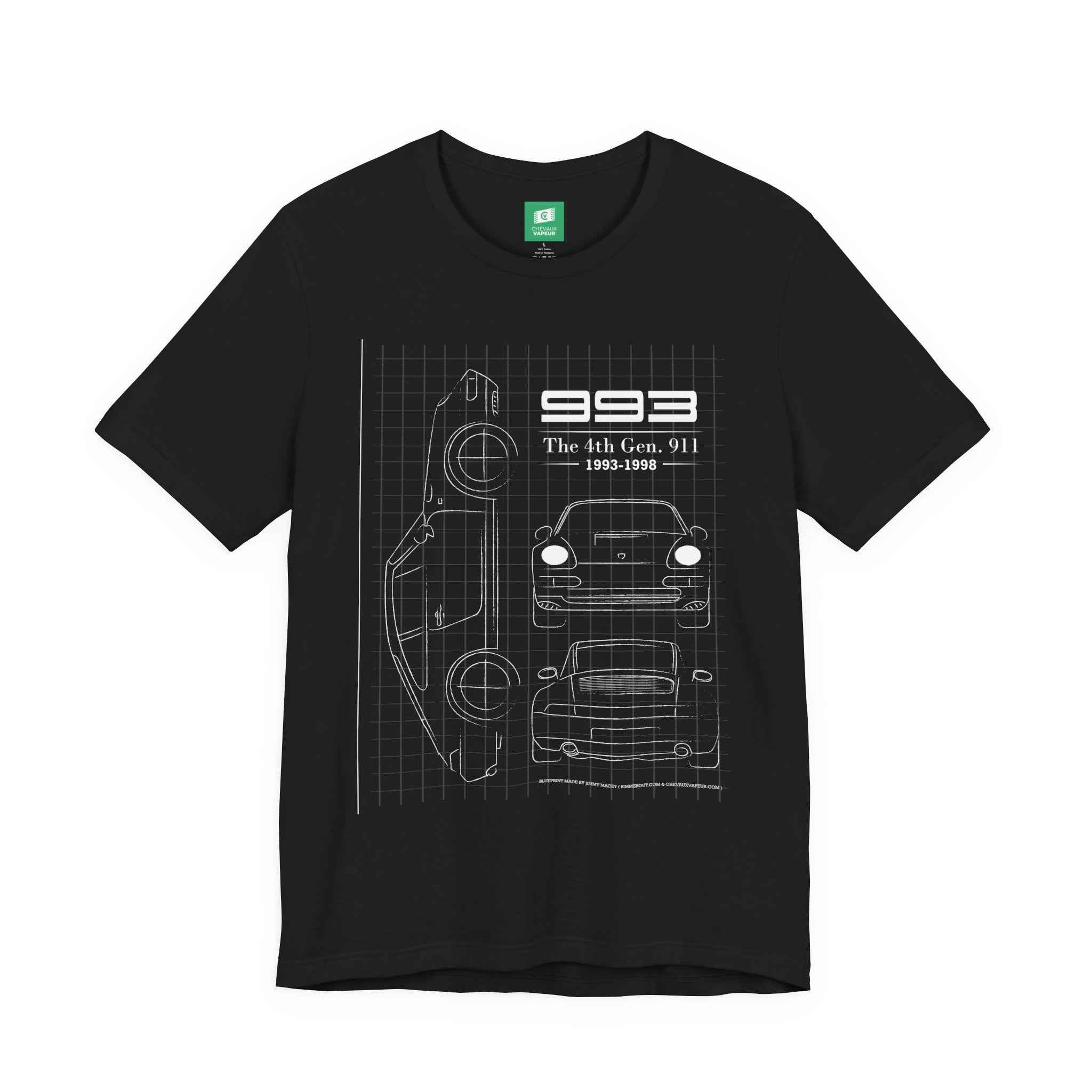 Porsche 993 Blueprint T-Shirt - Aircooled Porsche 911 Tee