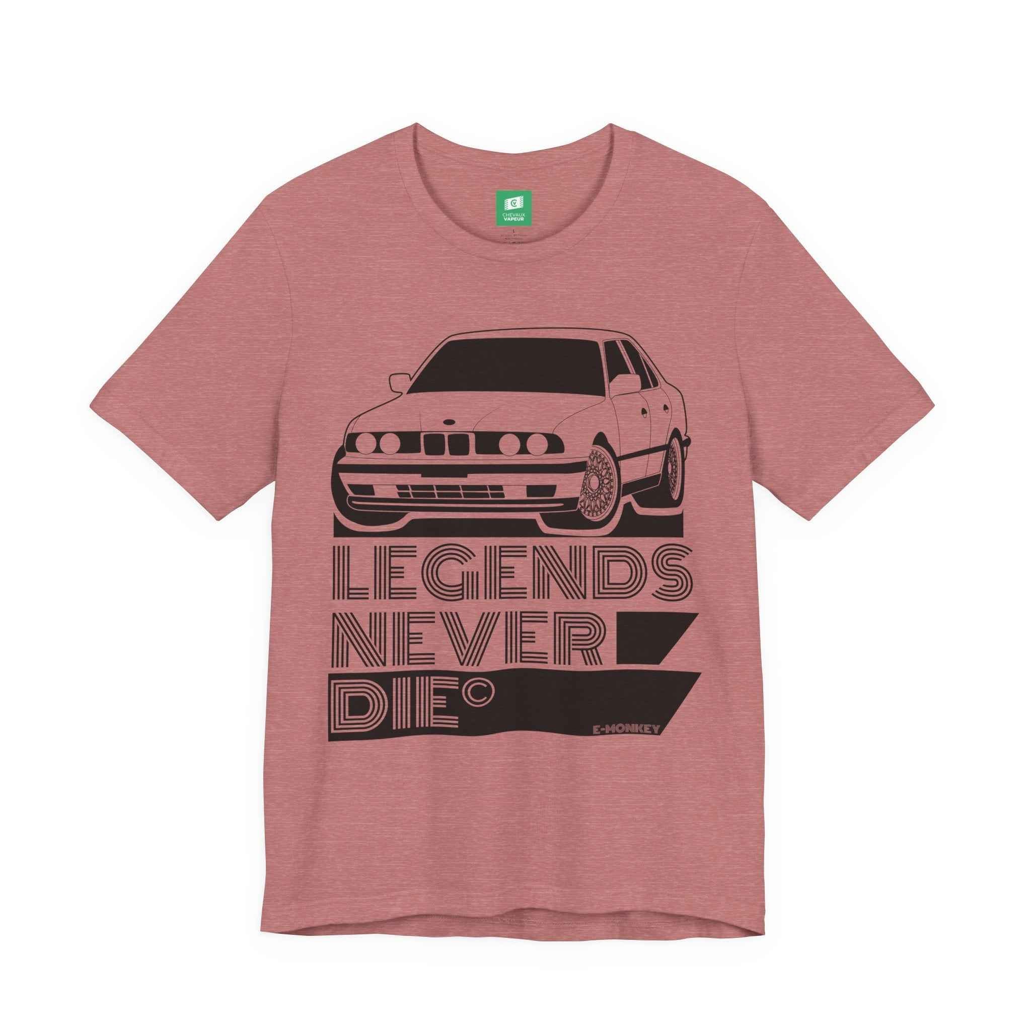 BMW E34 M5 T-Shirt Legends Never Die - Classic M5 Motorsport Retro Tee