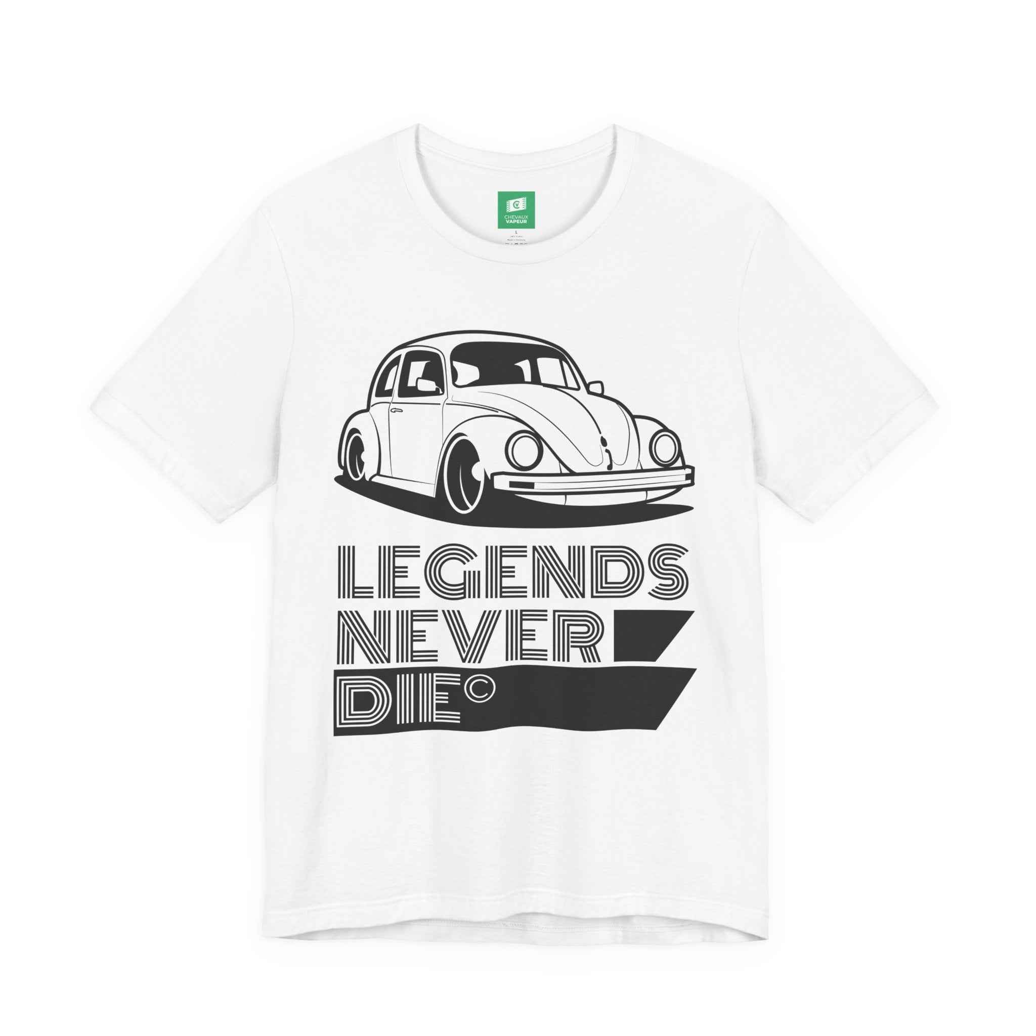 VW Beetle T-Shirt - Legends Never Die - Classic & New Beetle Tee