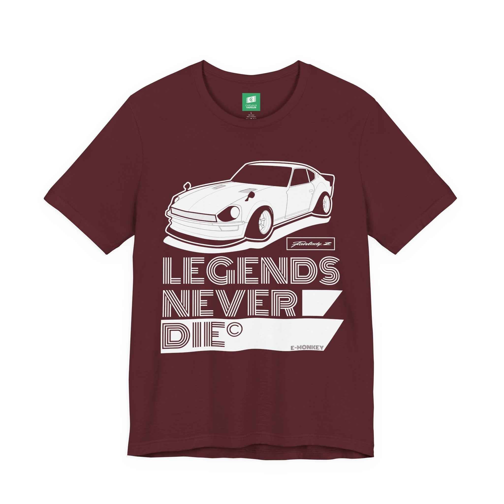 Fairlady Z T-Shirt Legends Never Die - Classic Datsun Z Car Tee
