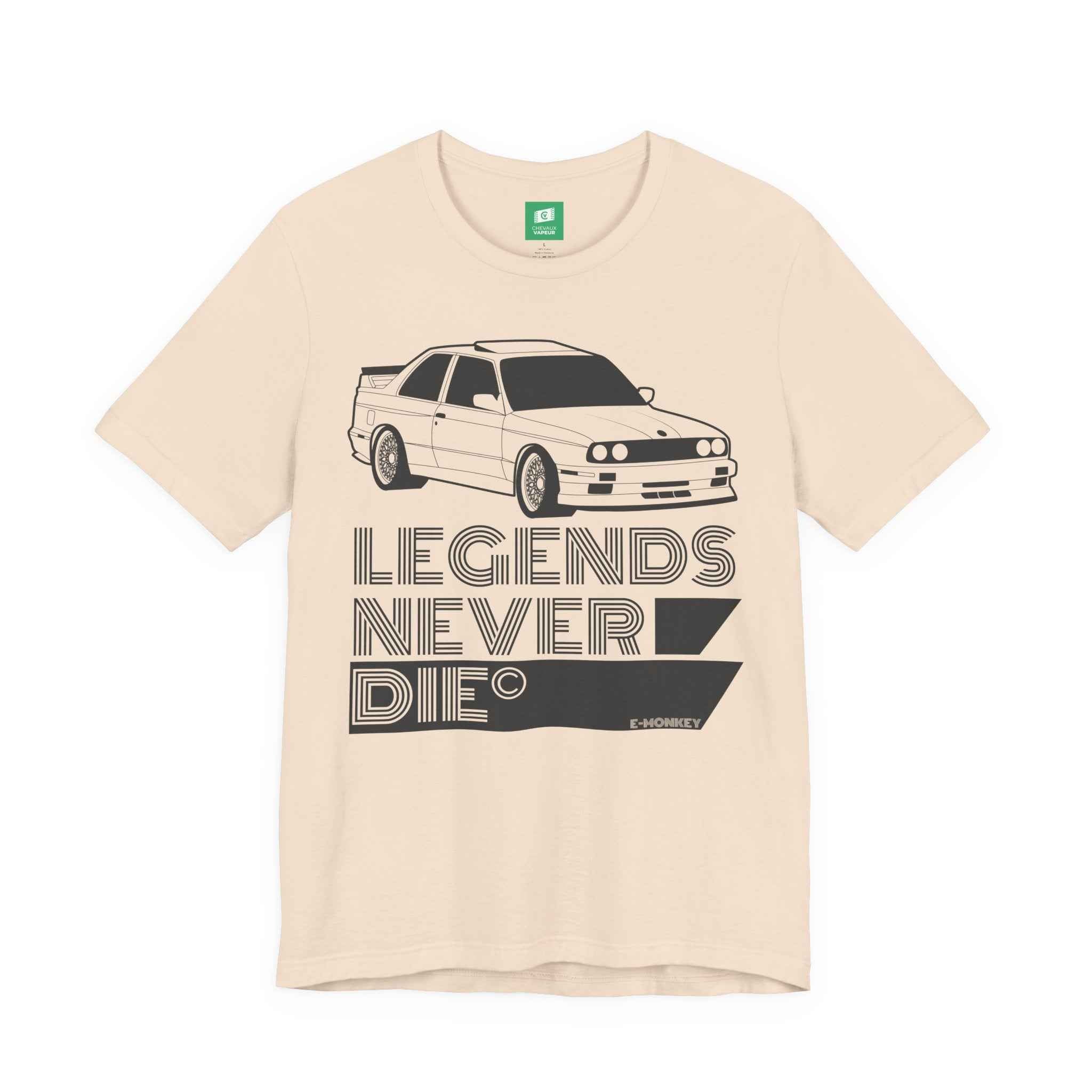 BMW E30 M3 T-Shirt 'Legends Never Die' T-Shirt - Classic DTM Motorsport Tee