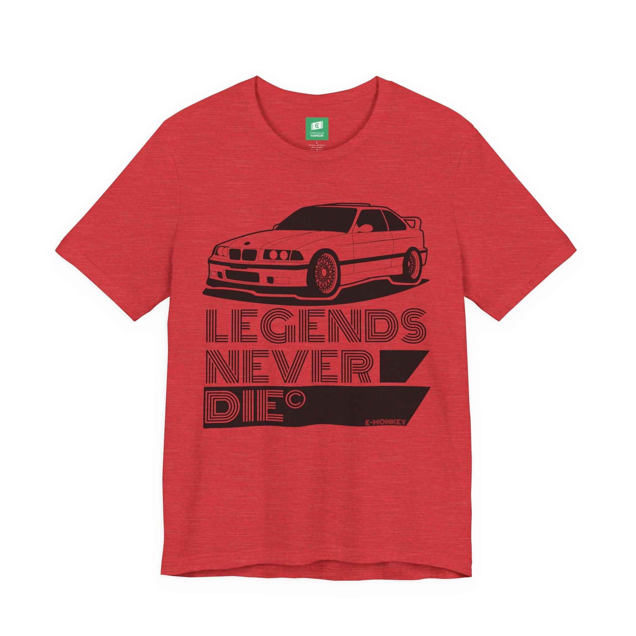 BMW E36 M3 T-Shirt Legends Never Die - Classic Motorsport Retro Tee