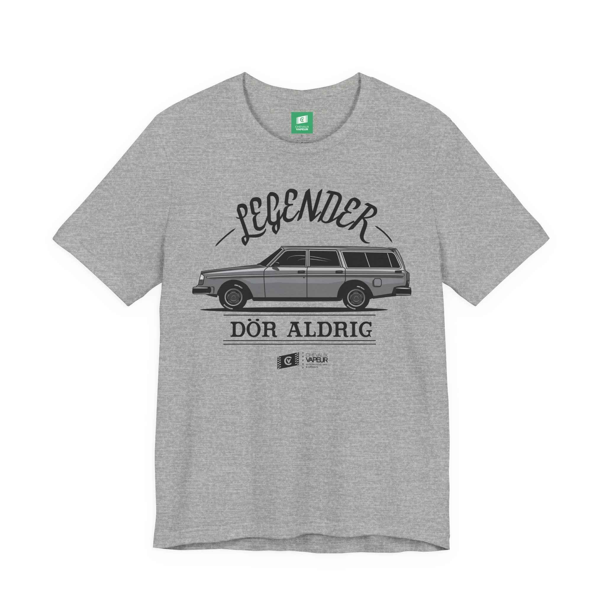 Volvo 240 Wagon T-Shirt - Legends Never Die - Retro Classic Car Tee