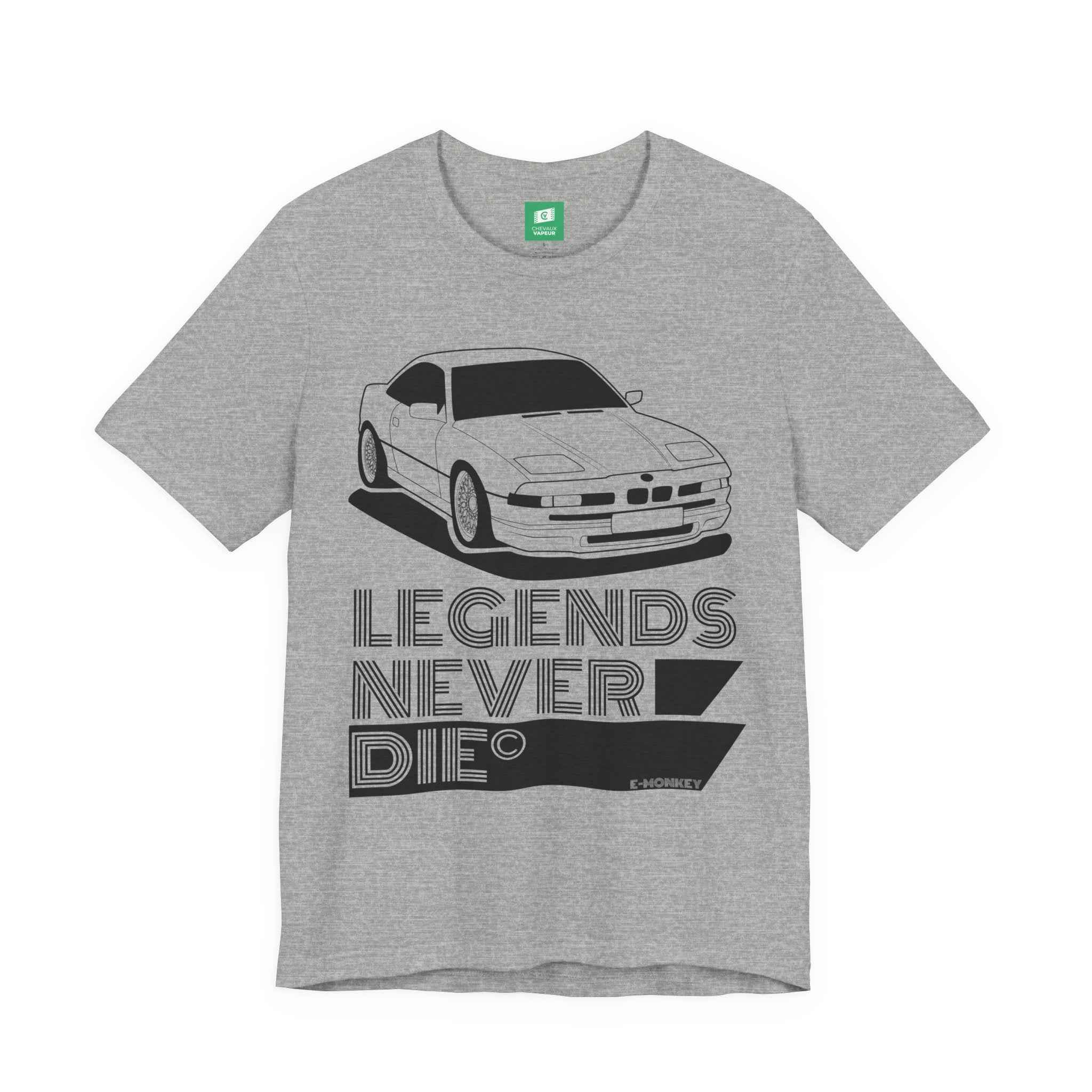 BMW E31 T-Shirt Legends Never Die - Classic 8 Series Retro Motorsport Tee