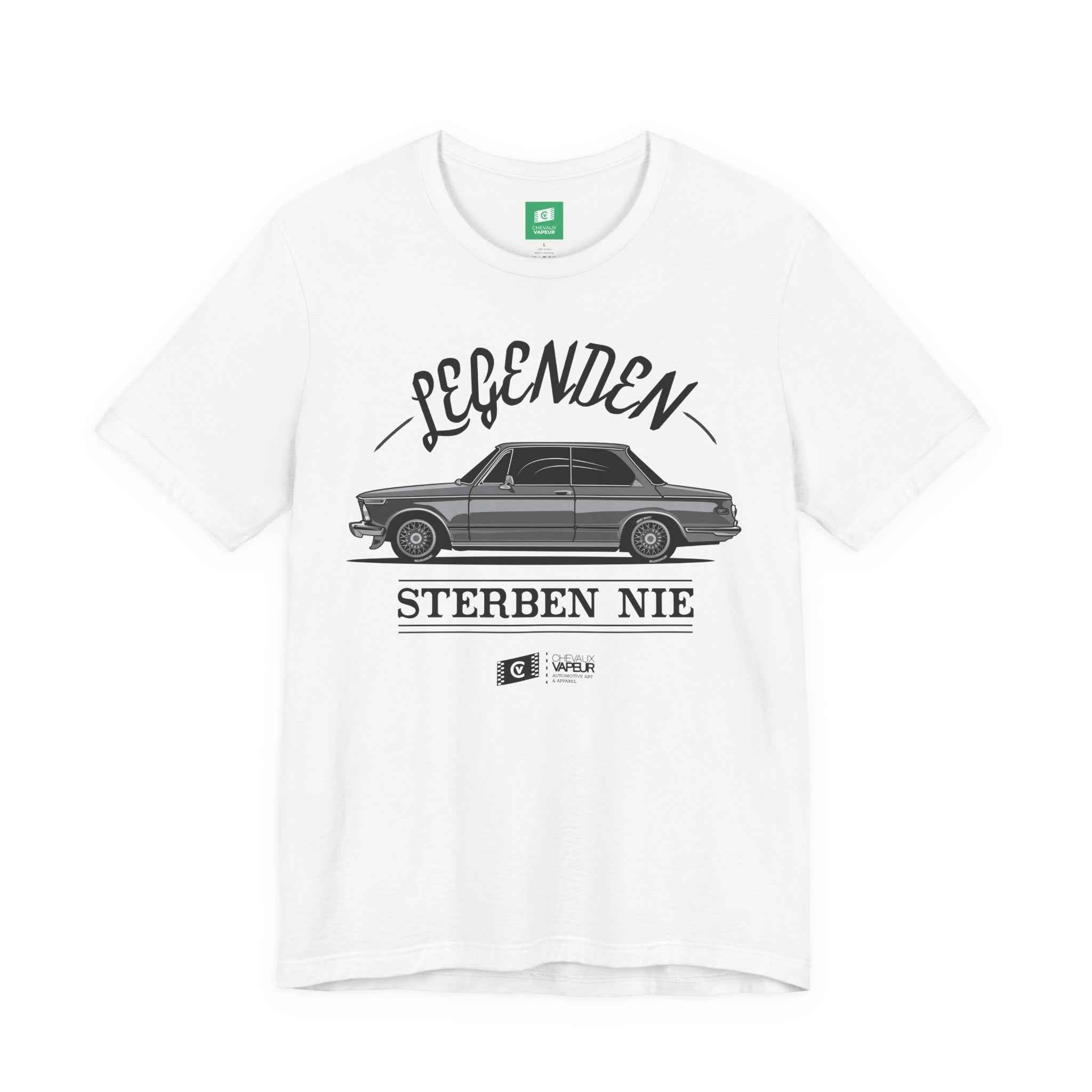 BMW 2002 T-Shirt Legends Never Die - Vintage Classic Car Tee