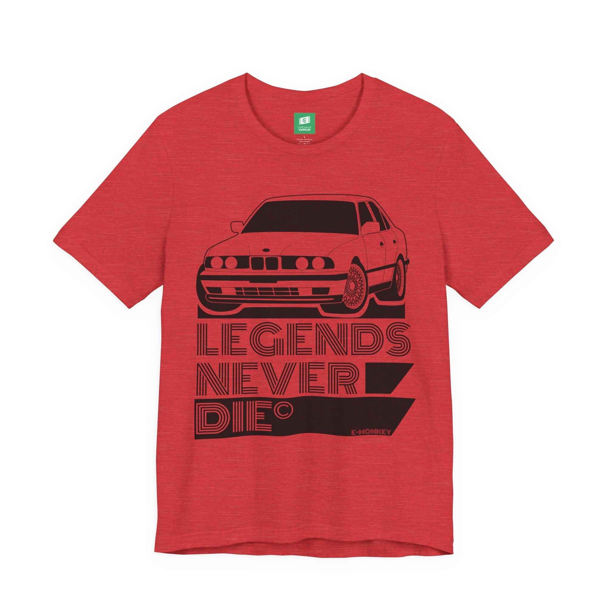 BMW E34 M5 T-Shirt Legends Never Die - Classic M5 Motorsport Retro Tee
