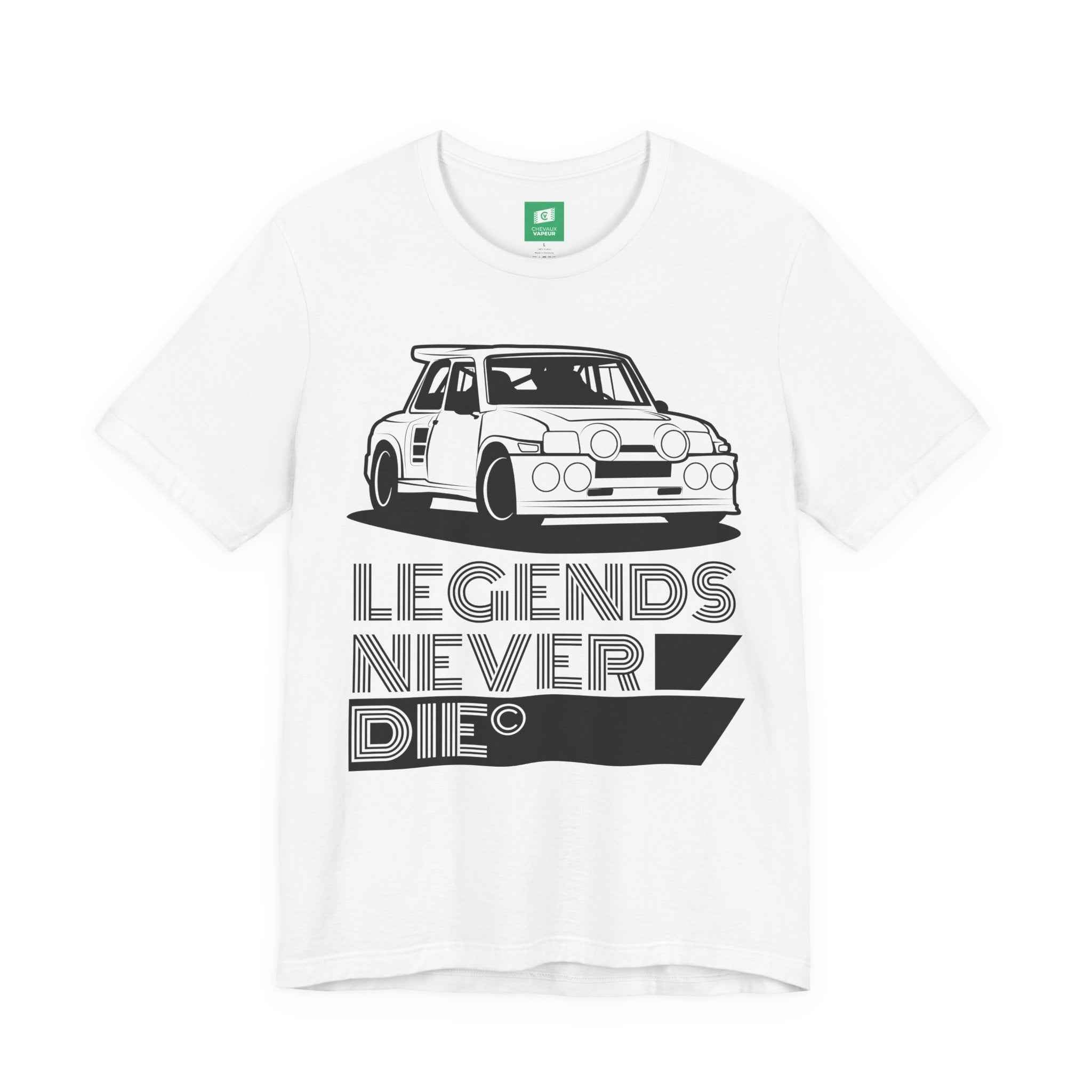 Legends Never Die Renault 5 Maxi Turbo T-Shirt - Rally Icon Merchandise