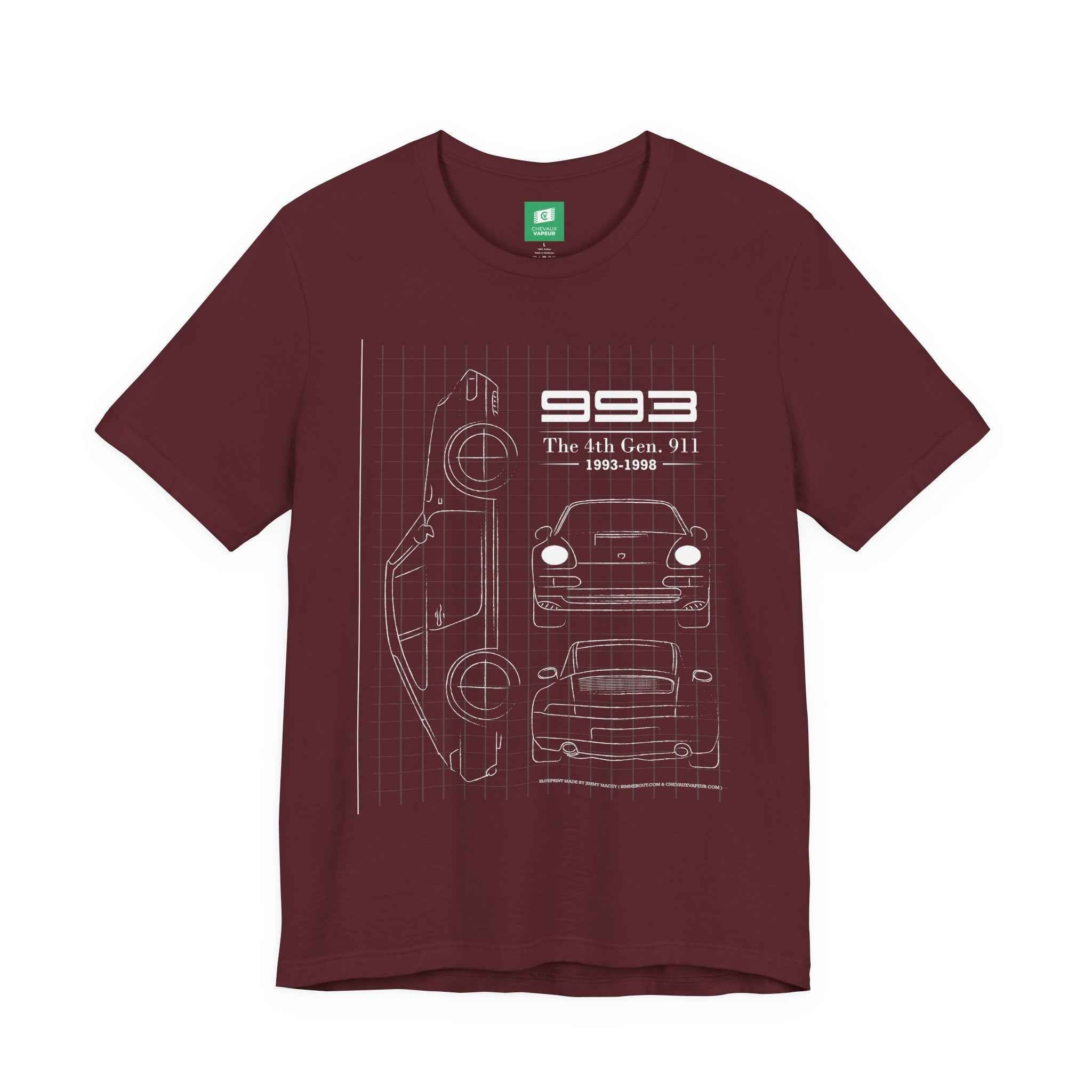 Porsche 993 Blueprint T-Shirt - Aircooled Porsche 911 Tee