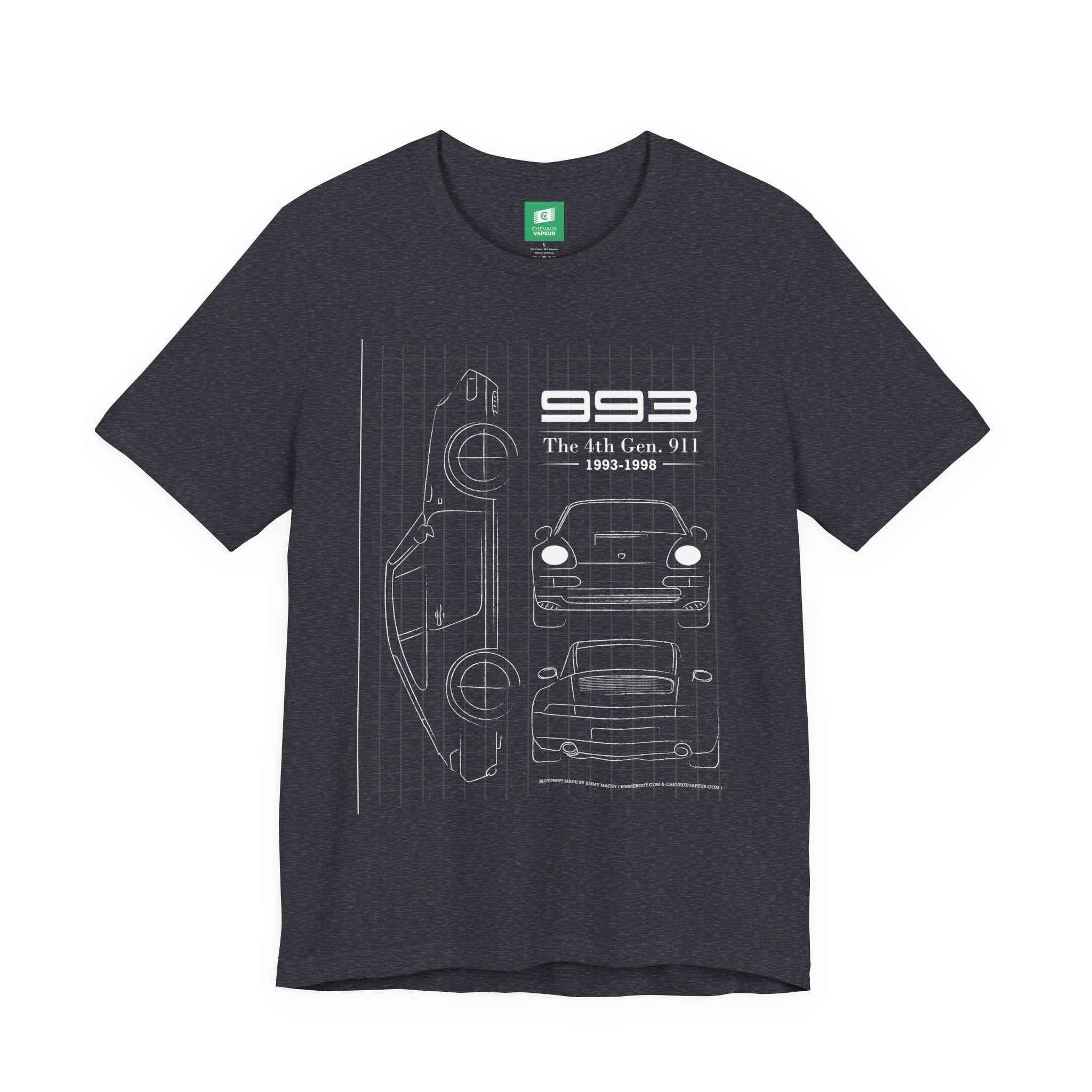 Porsche 993 Blueprint T-Shirt - Aircooled Porsche 911 Tee