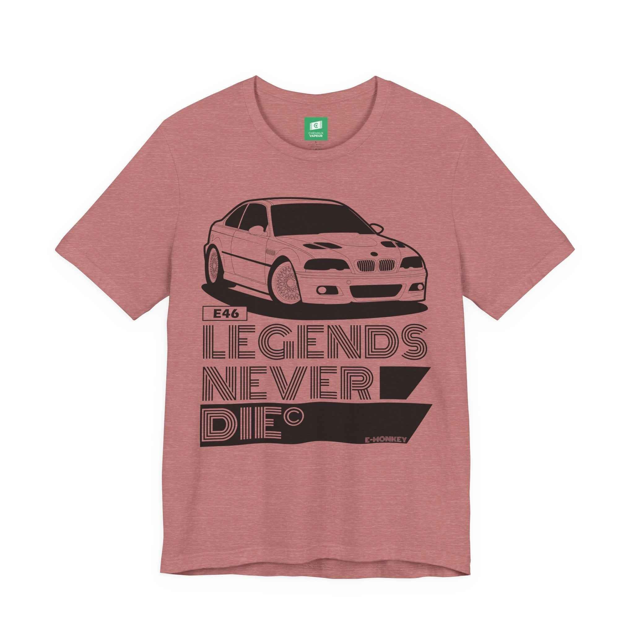 BMW E46 M3 T-Shirt - Legends Never Die - Classic Motorsport Retro Tee