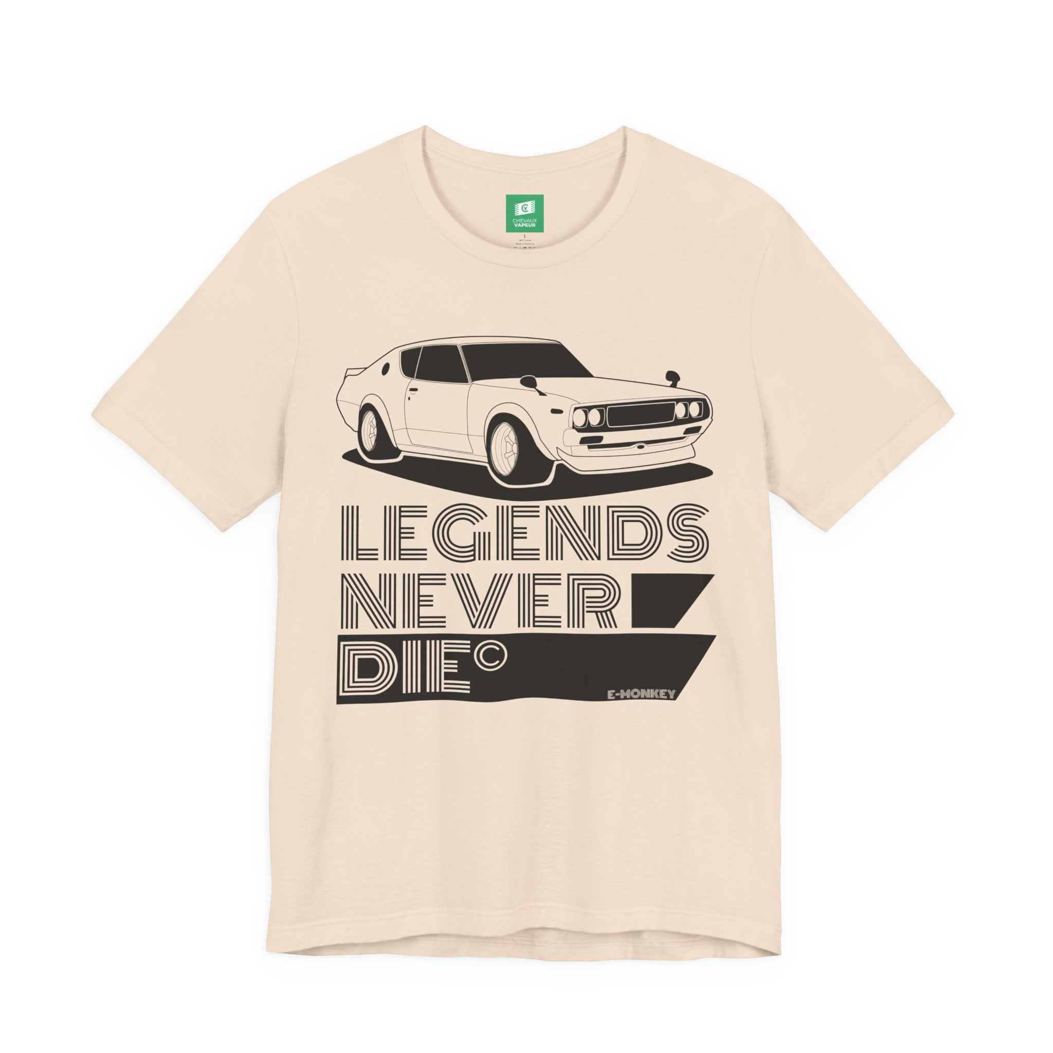 Hakosuka Nissan GT-R T-Shirt 'Legends Never Die' - Classic Skyline JDM Car Tee