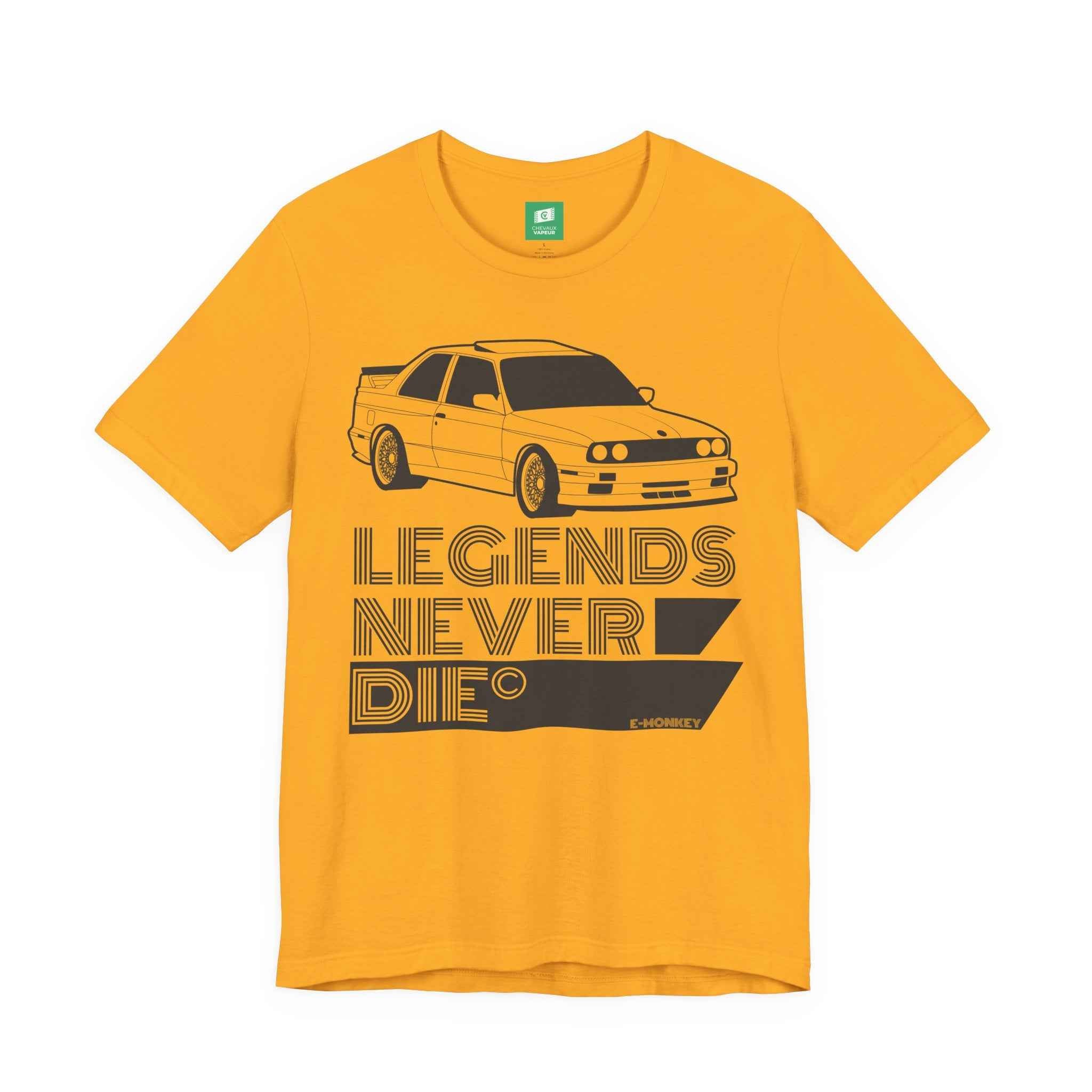 BMW E30 M3 T-Shirt 'Legends Never Die' T-Shirt - Classic DTM Motorsport Tee