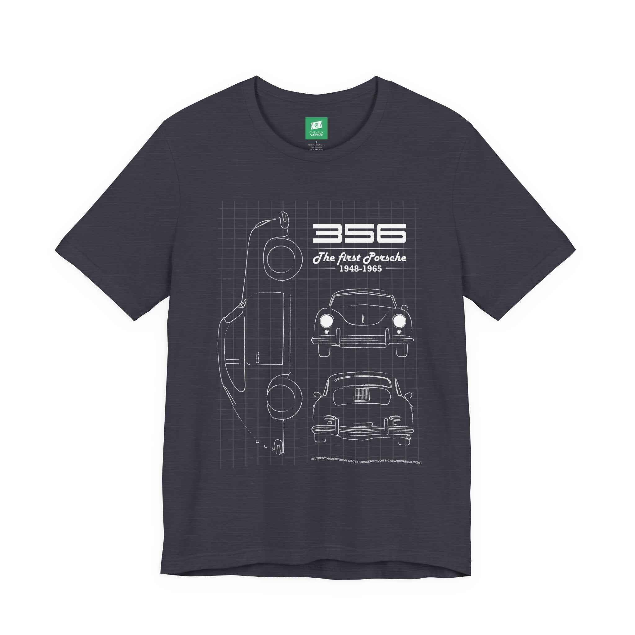 Porsche 356 Blueprint T-Shirt - Vintage Aircooled Car Tee