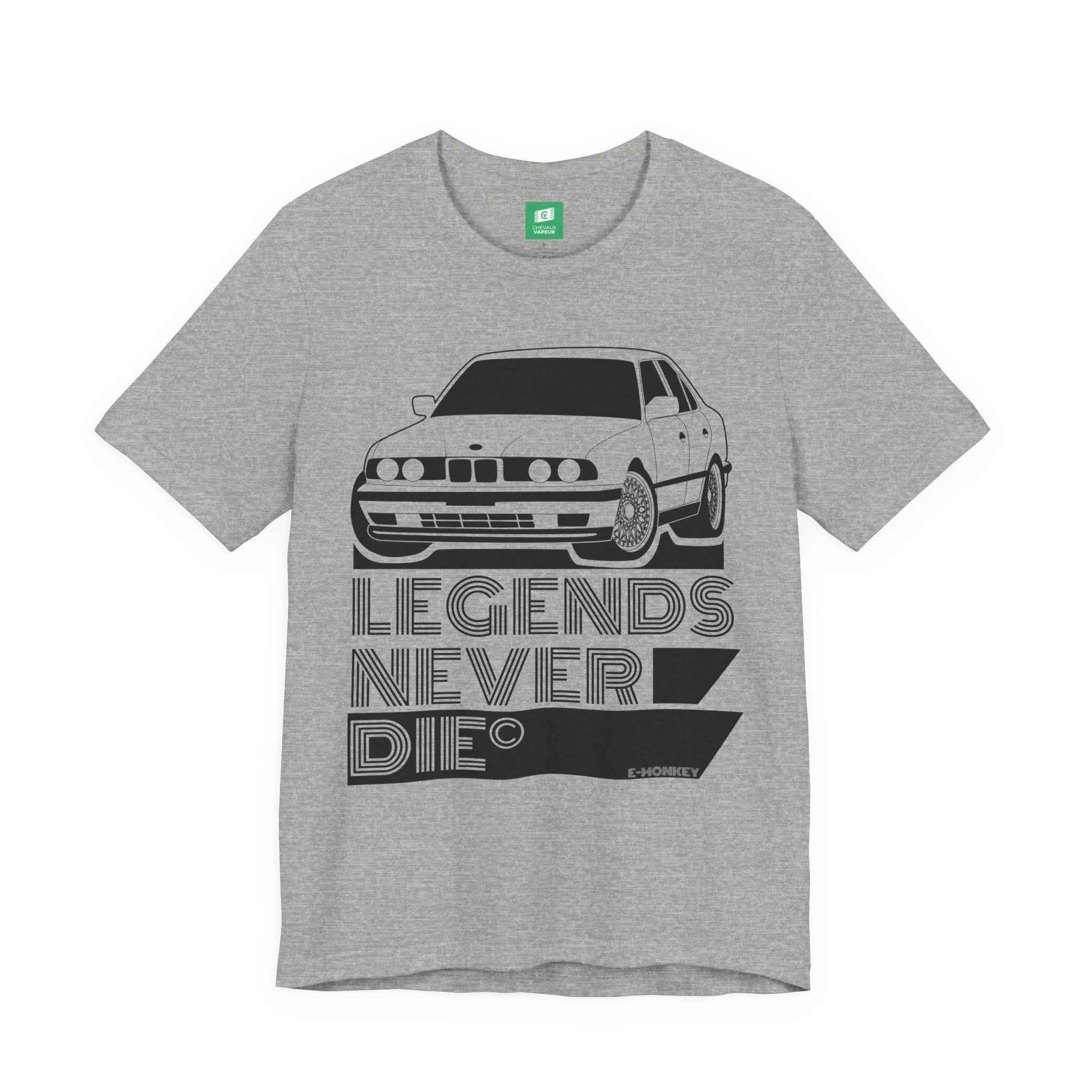 BMW E34 M5 T-Shirt Legends Never Die - Classic M5 Motorsport Retro Tee