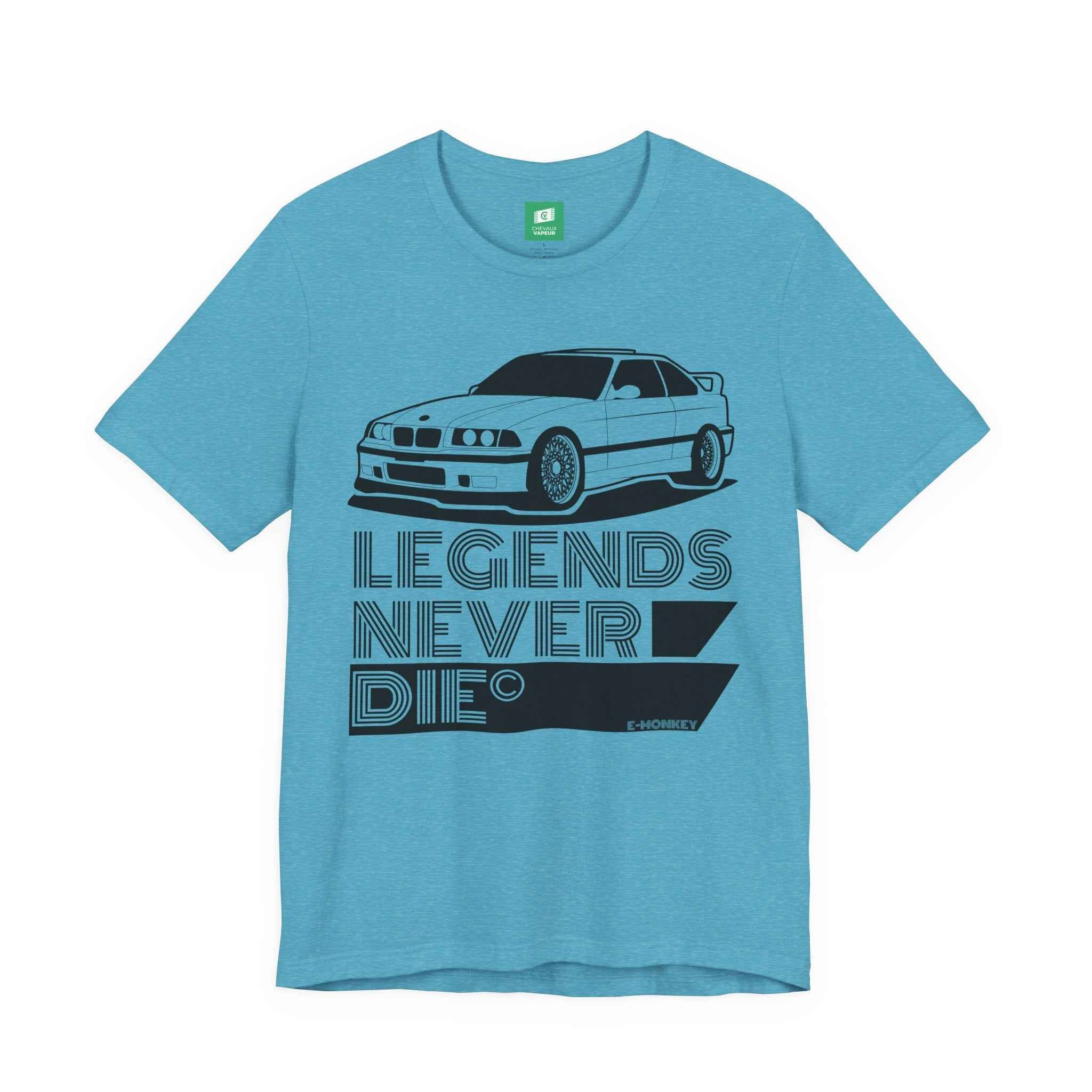 BMW E36 M3 T-Shirt Legends Never Die - Classic Motorsport Retro Tee