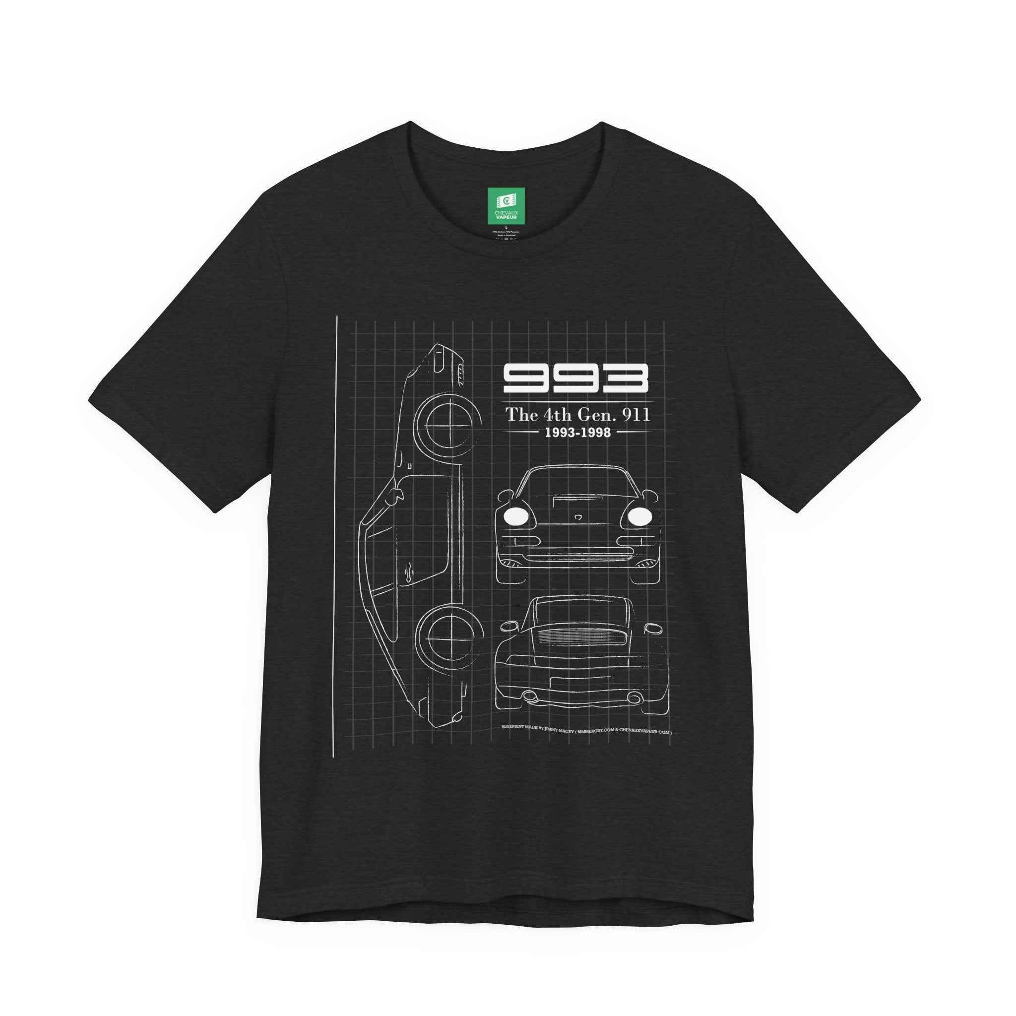 Porsche 993 Blueprint T-Shirt - Aircooled Porsche 911 Tee