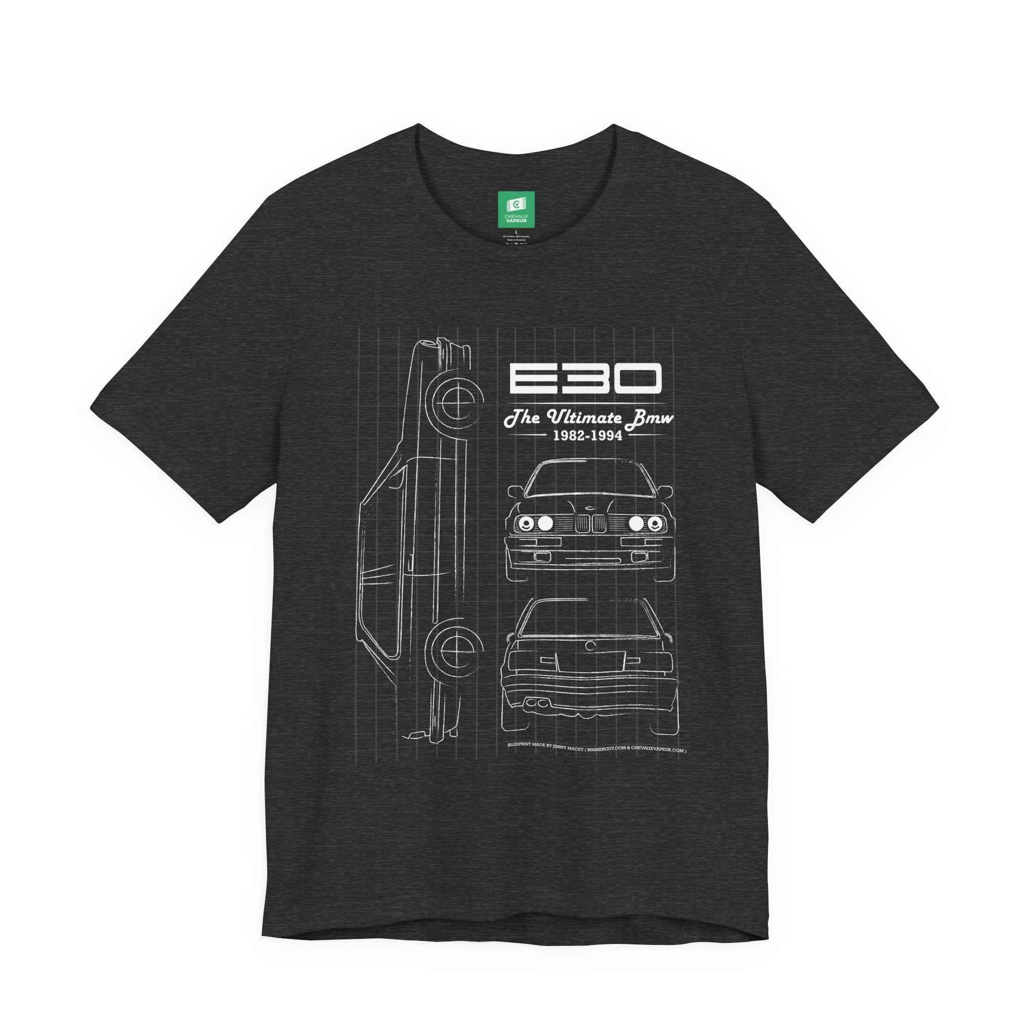 BMW E30 Blueprint T-Shirt - Classic 3 Series Coupe Tee