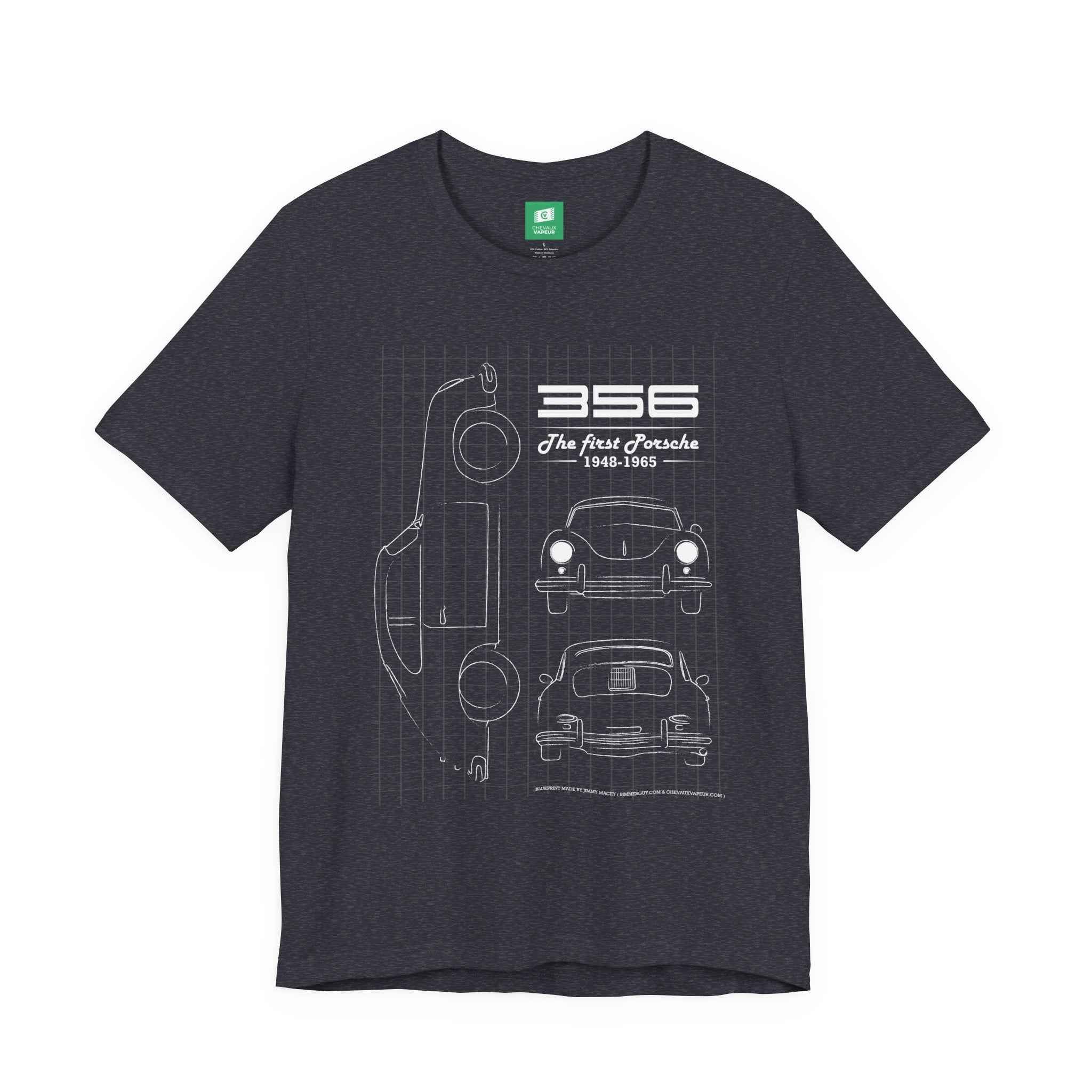 Porsche 356 Blueprint T-Shirt - Vintage Aircooled Car Tee