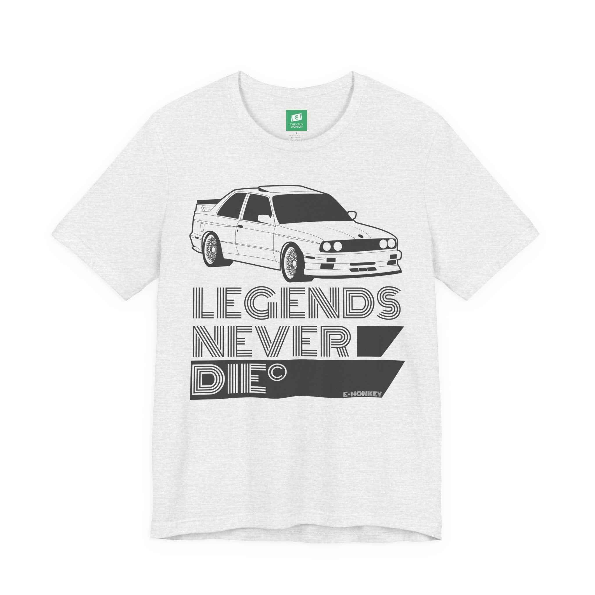 BMW E30 M3 T-Shirt 'Legends Never Die' T-Shirt - Classic DTM Motorsport Tee
