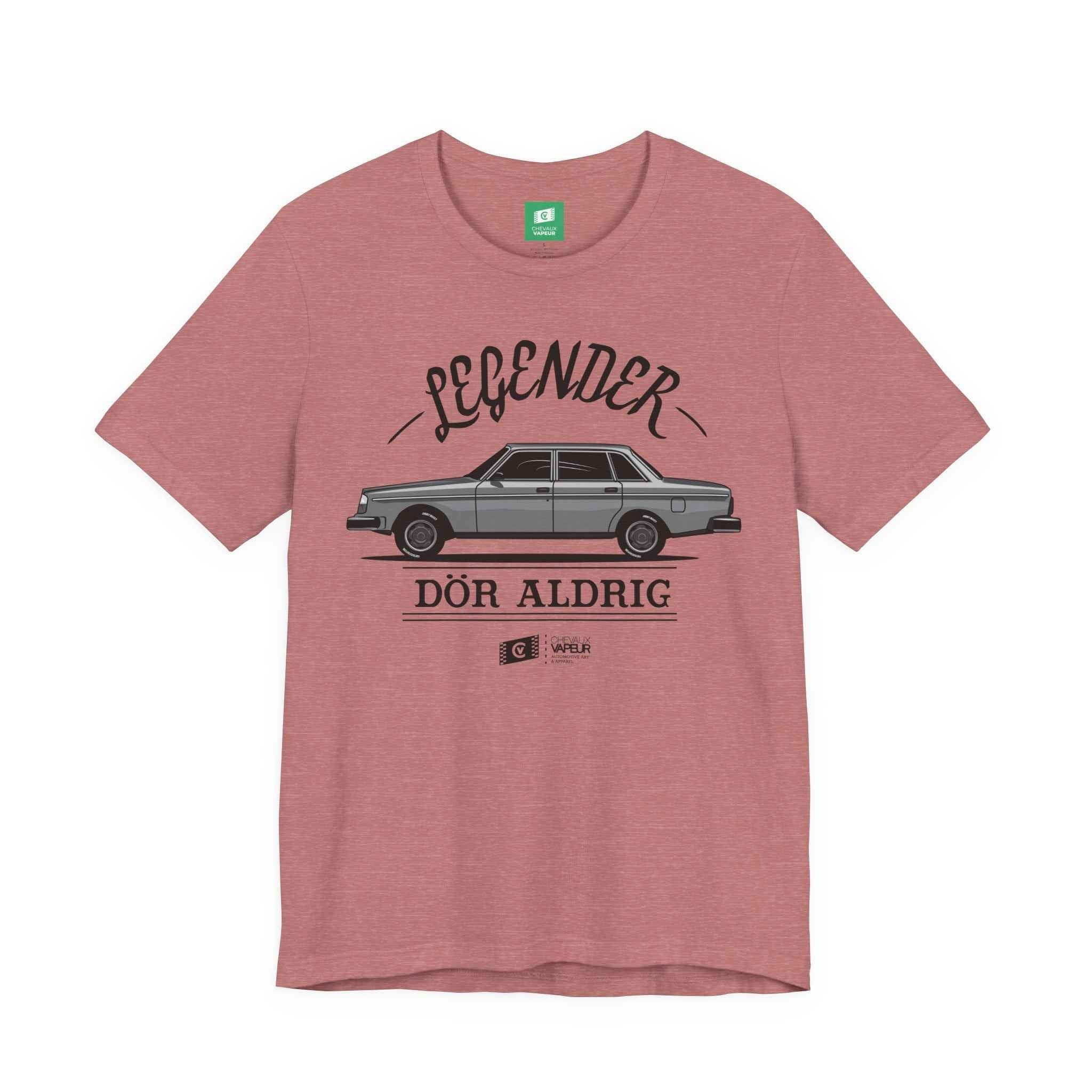 Volvo 240 T-Shirt - Legends Never Die - Retro Classic Car Tee