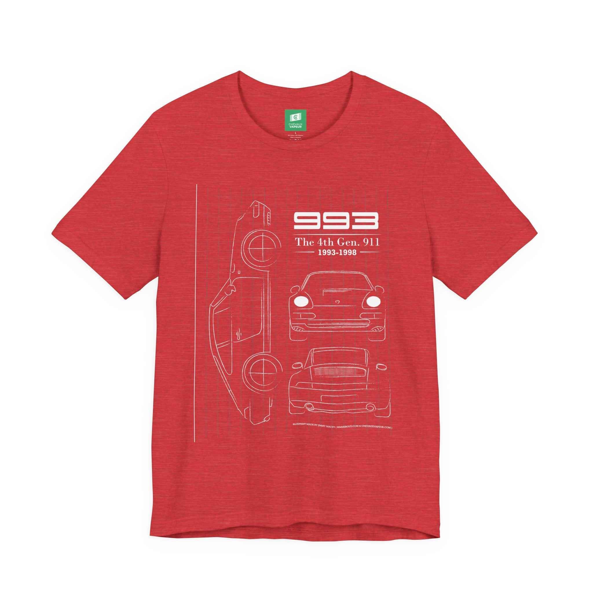 Porsche 993 Blueprint T-Shirt - Aircooled Porsche 911 Tee