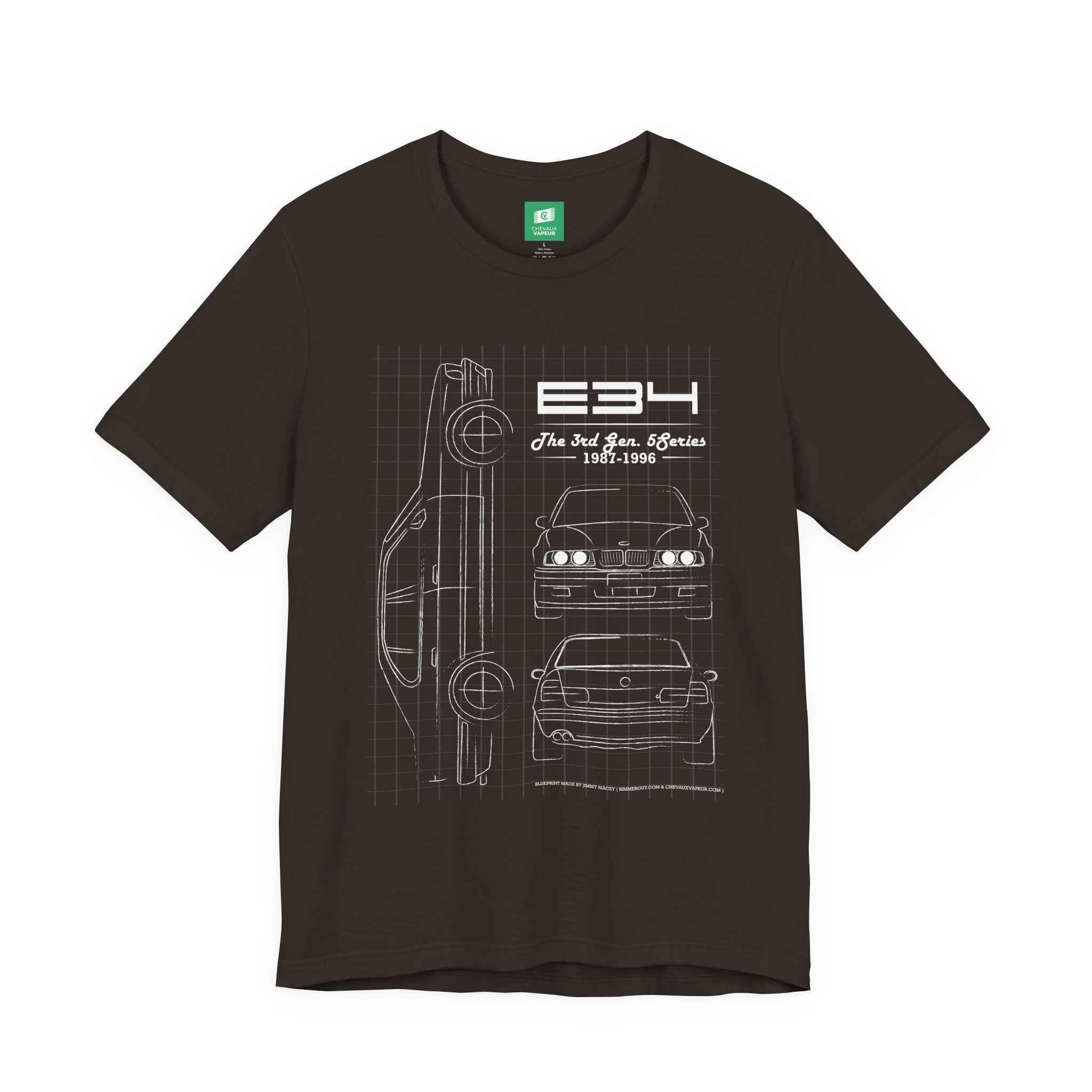 BMW E34 Blueprint T-Shirt - Classic 5 Series Car Tee