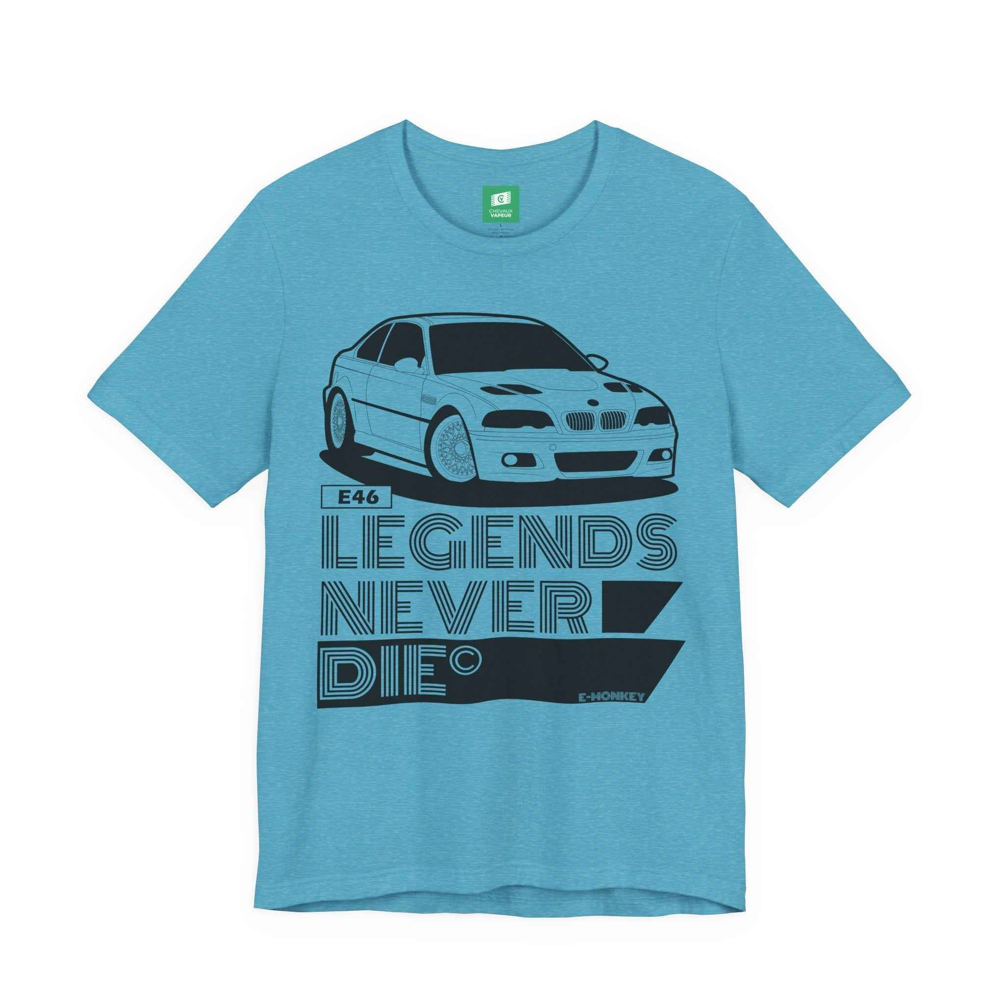 BMW E46 M3 T-Shirt - Legends Never Die - Classic Motorsport Retro Tee